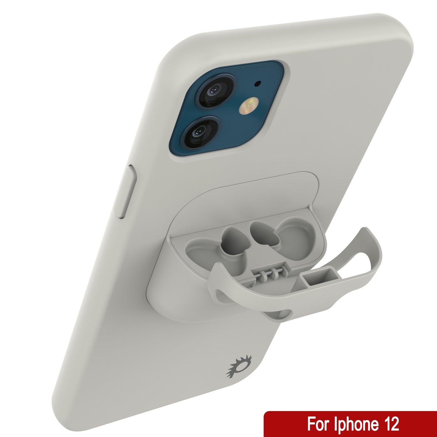 Punkcase iPhone 12 Airpods Case Holder (CenterPods Series) | Slim & Durable 2 in 1 Cover Designed for iPhone 12 (6.1") | Protects Your Phone & Stores Your AirPods Gen. 1 & 2 [White]