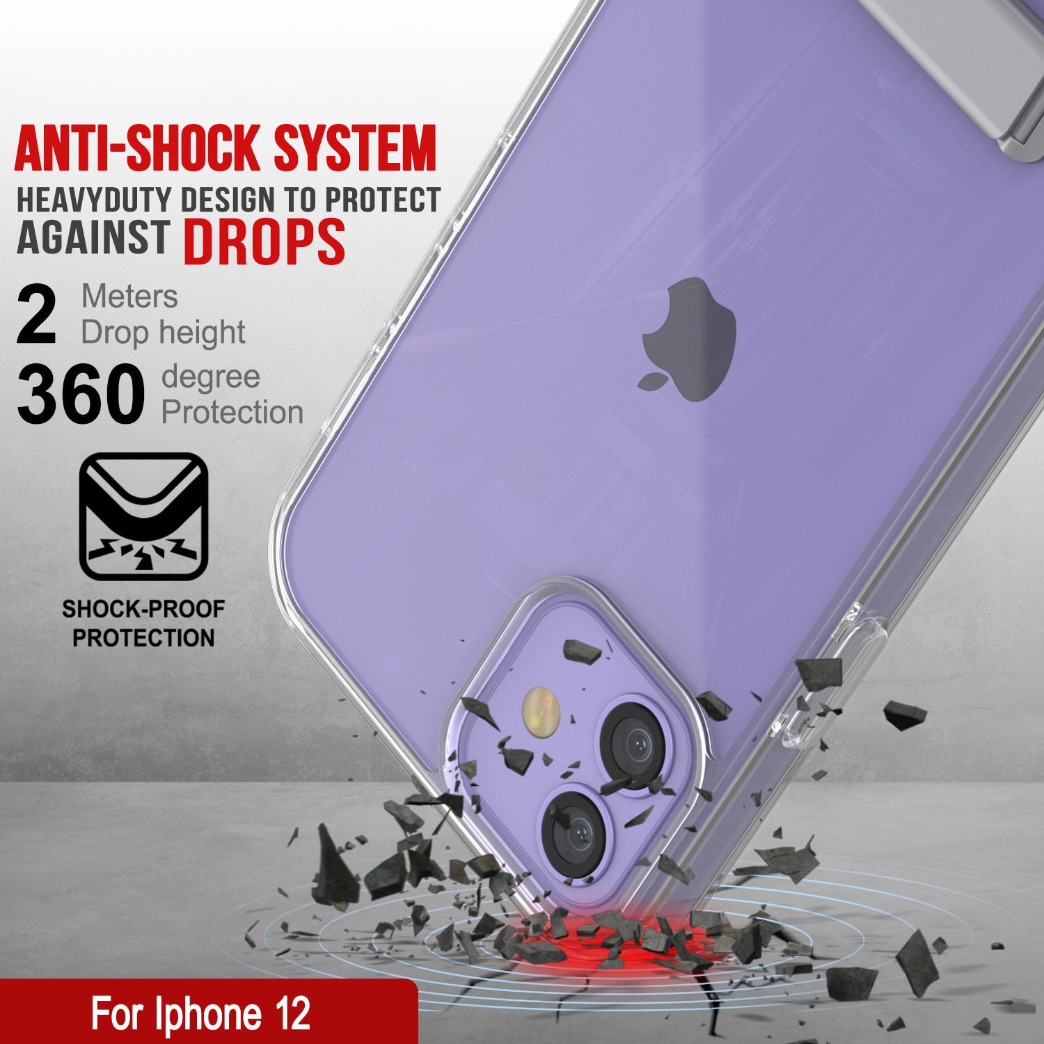 Punkcase iPhone 12 Case with Kickstand [Crystal Kickstand Series] [Slim Fit]