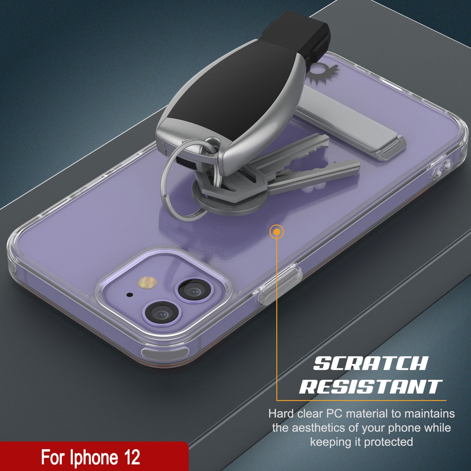 Punkcase iPhone 12 Case with Kickstand [Crystal Kickstand Series] [Slim Fit]