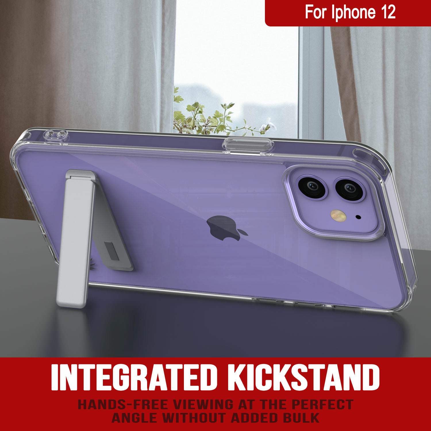 Punkcase iPhone 12 Case with Kickstand [Crystal Kickstand Series] [Slim Fit]