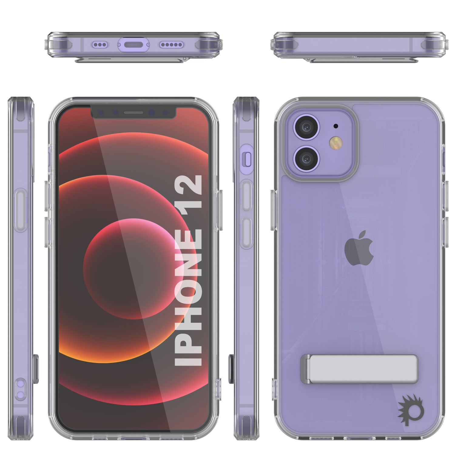 Punkcase iPhone 12 Case with Kickstand [Crystal Kickstand Series] [Slim Fit]