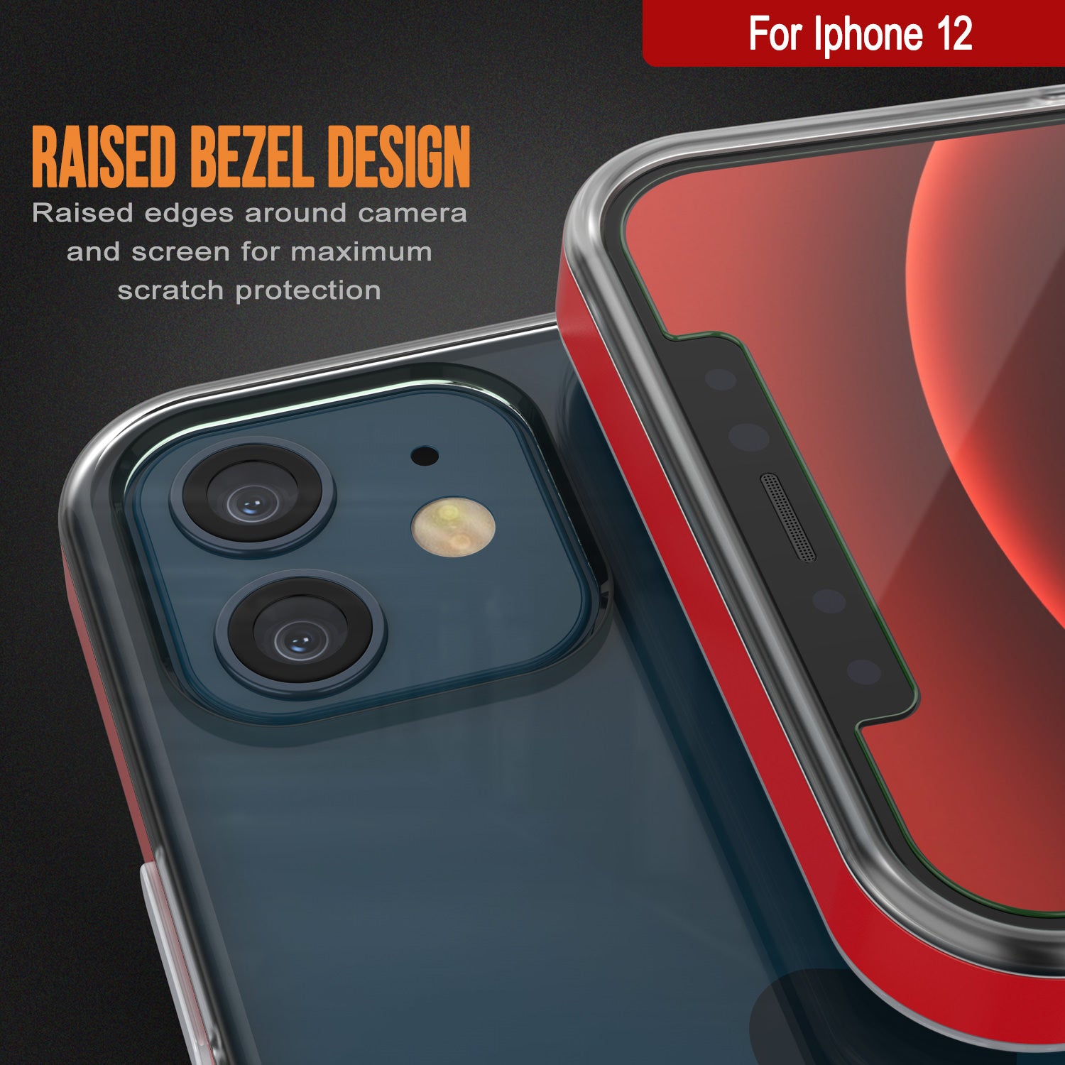 iPhone 12 Case, PUNKcase [LUCID 3.0 Series] [Slim Fit] Protective Cover w/ Integrated Screen Protector [Red]