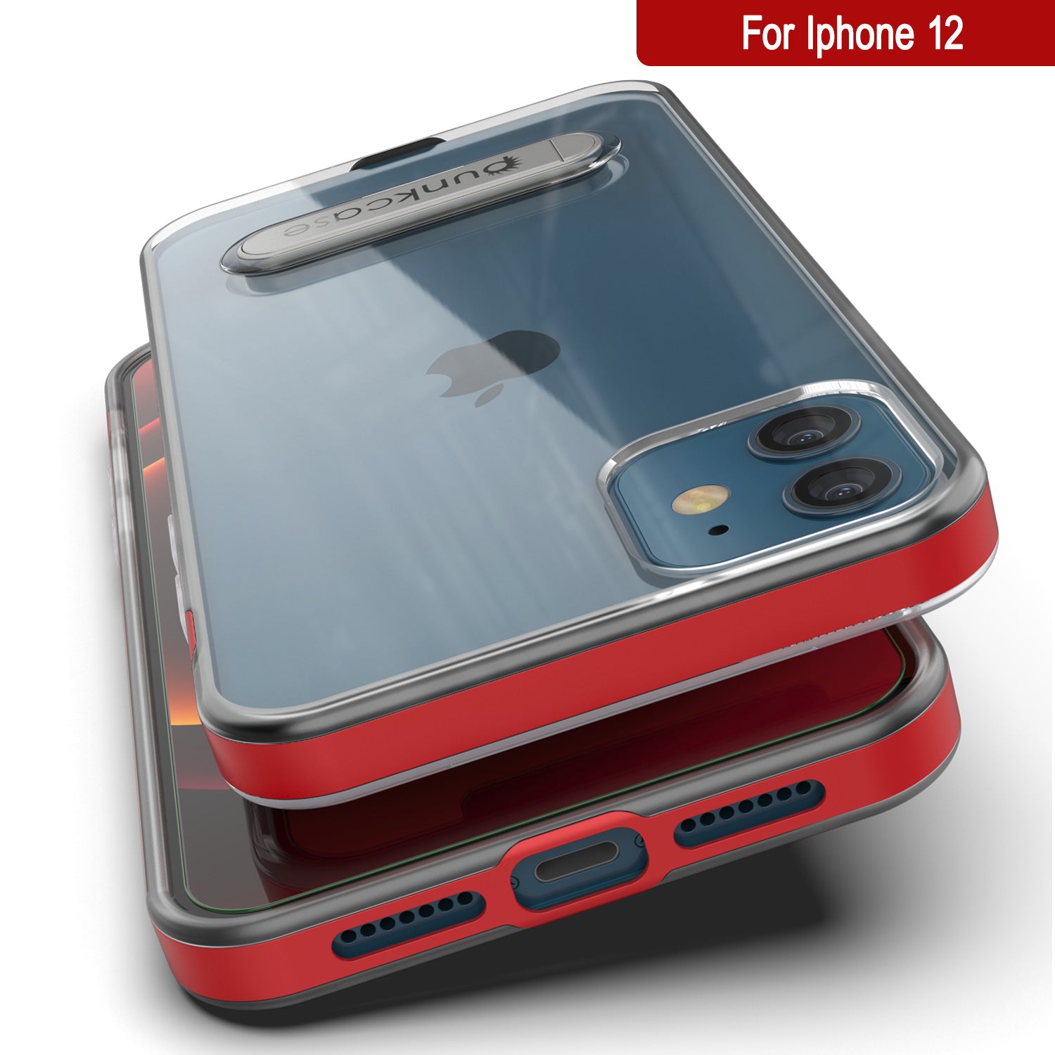 iPhone 12 Case, PUNKcase [LUCID 3.0 Series] [Slim Fit] Protective Cover w/ Integrated Screen Protector [Red]