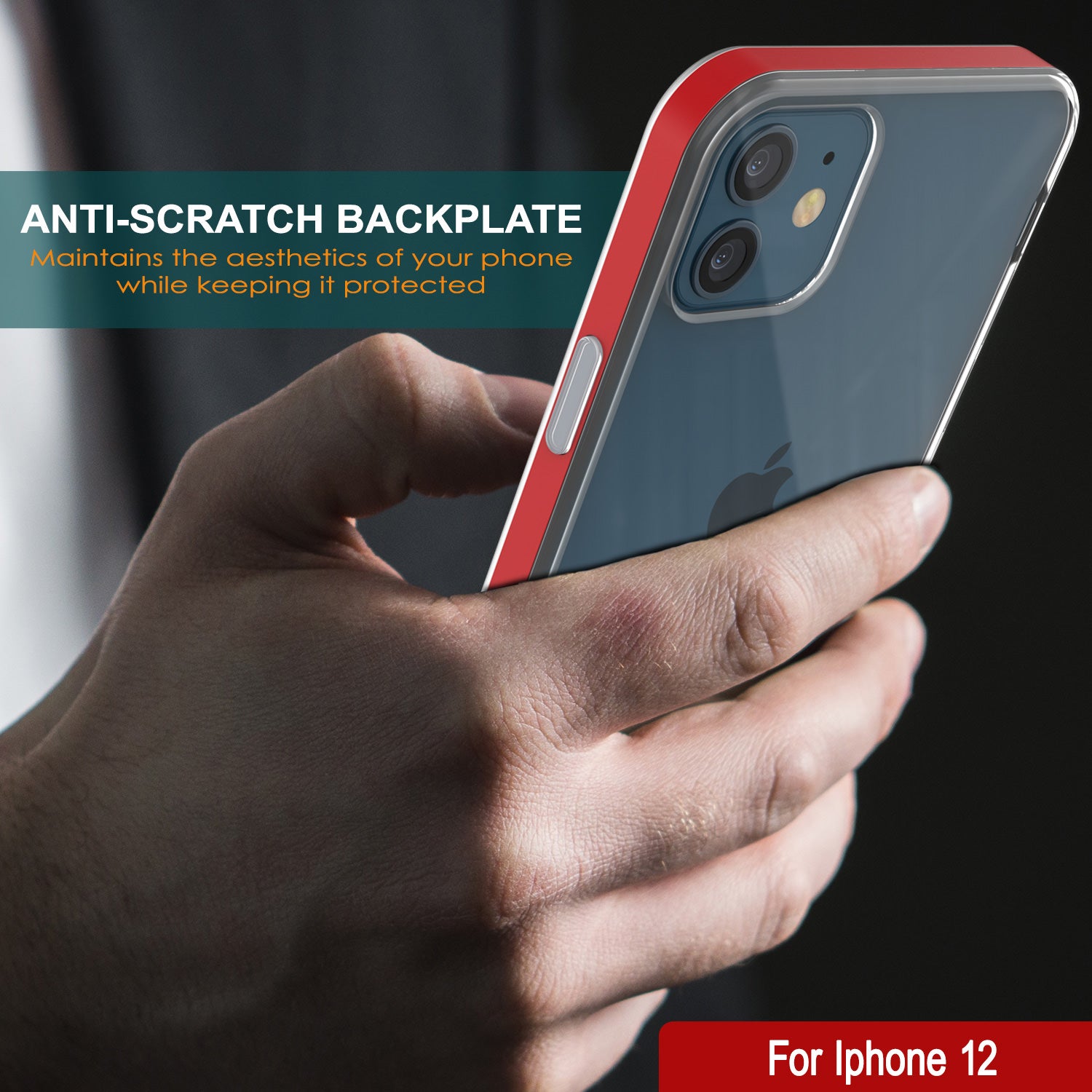 iPhone 12 Case, PUNKcase [LUCID 3.0 Series] [Slim Fit] Protective Cover w/ Integrated Screen Protector [Red]