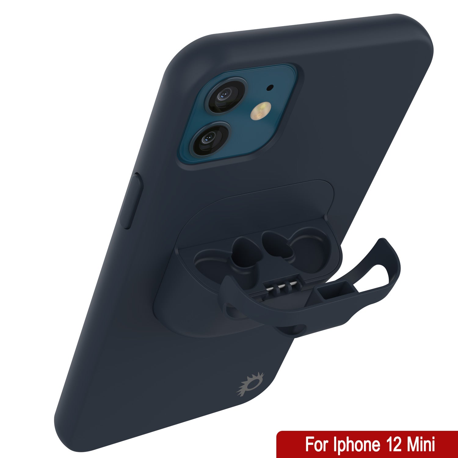 Punkcase iPhone 12 Mini Airpods Case Holder (CenterPods Series) | Slim & Durable 2 in 1 Cover Designed for iPhone 12 Mini (6.1") | Protects Your Phone & Stores Your AirPods Gen. 1 & 2 [Navy Blue]