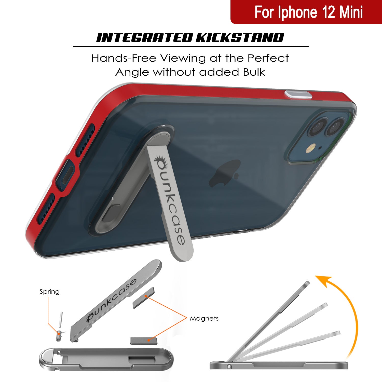 iPhone 12 Mini Case, PUNKcase [LUCID 3.0 Series] [Slim Fit] Protective Cover w/ Integrated Screen Protector [Red]