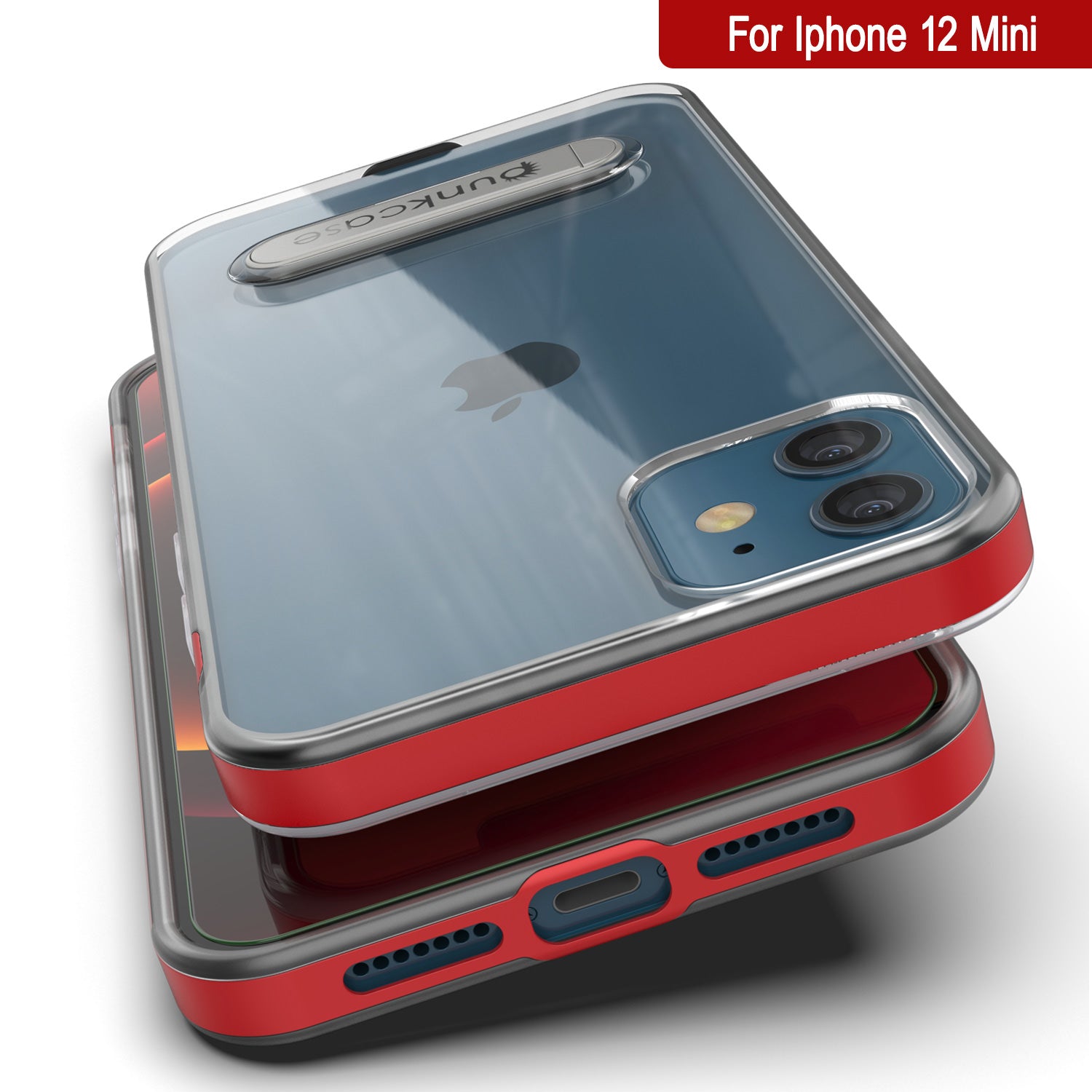 iPhone 12 Mini Case, PUNKcase [LUCID 3.0 Series] [Slim Fit] Protective Cover w/ Integrated Screen Protector [Red]