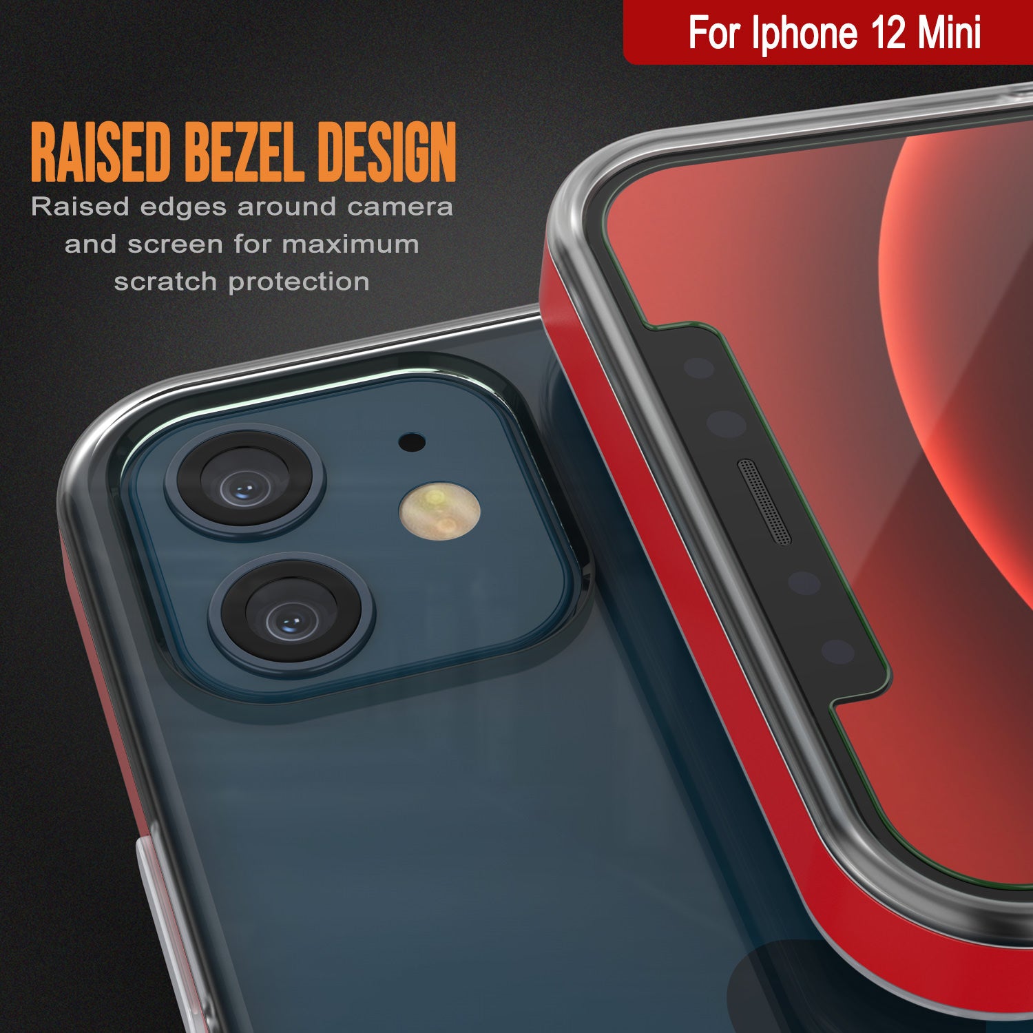 iPhone 12 Mini Case, PUNKcase [LUCID 3.0 Series] [Slim Fit] Protective Cover w/ Integrated Screen Protector [Red]