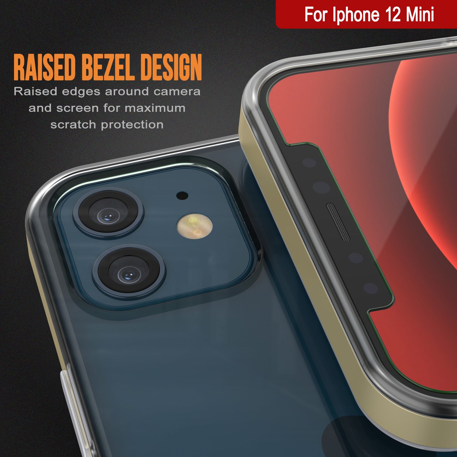 iPhone 12 Mini Case, PUNKcase [LUCID 3.0 Series] [Slim Fit] Protective Cover w/ Integrated Screen Protector [Gold]