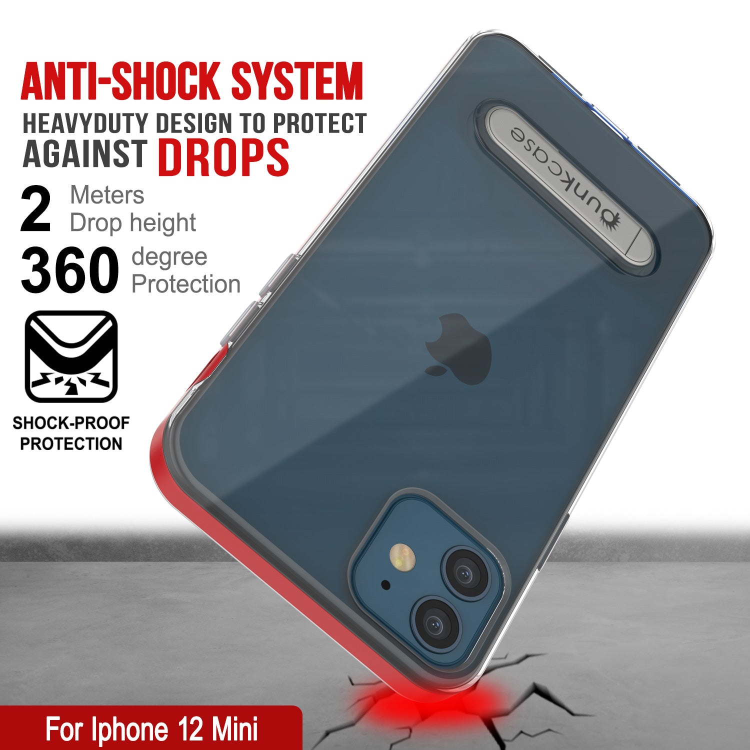 iPhone 12 Mini Case, PUNKcase [LUCID 3.0 Series] [Slim Fit] Protective Cover w/ Integrated Screen Protector [Red]
