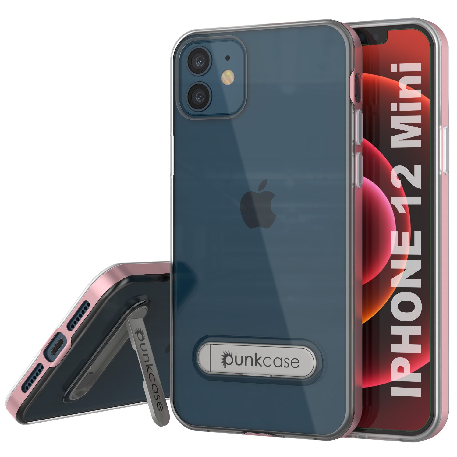 iPhone 12 Mini Case, PUNKcase [LUCID 3.0 Series] [Slim Fit] Protective Cover w/ Integrated Screen Protector [Rose Gold]