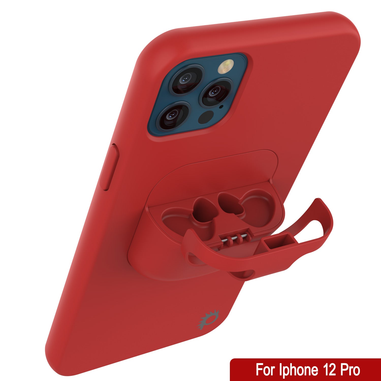 Punkcase iPhone 12 Pro Airpods Case Holder (CenterPods Series) | Slim & Durable 2 in 1 Cover Designed for iPhone 12 Pro (6.1") | Protects Your Phone & Stores Your AirPods Gen. 1 & 2 [Red]
