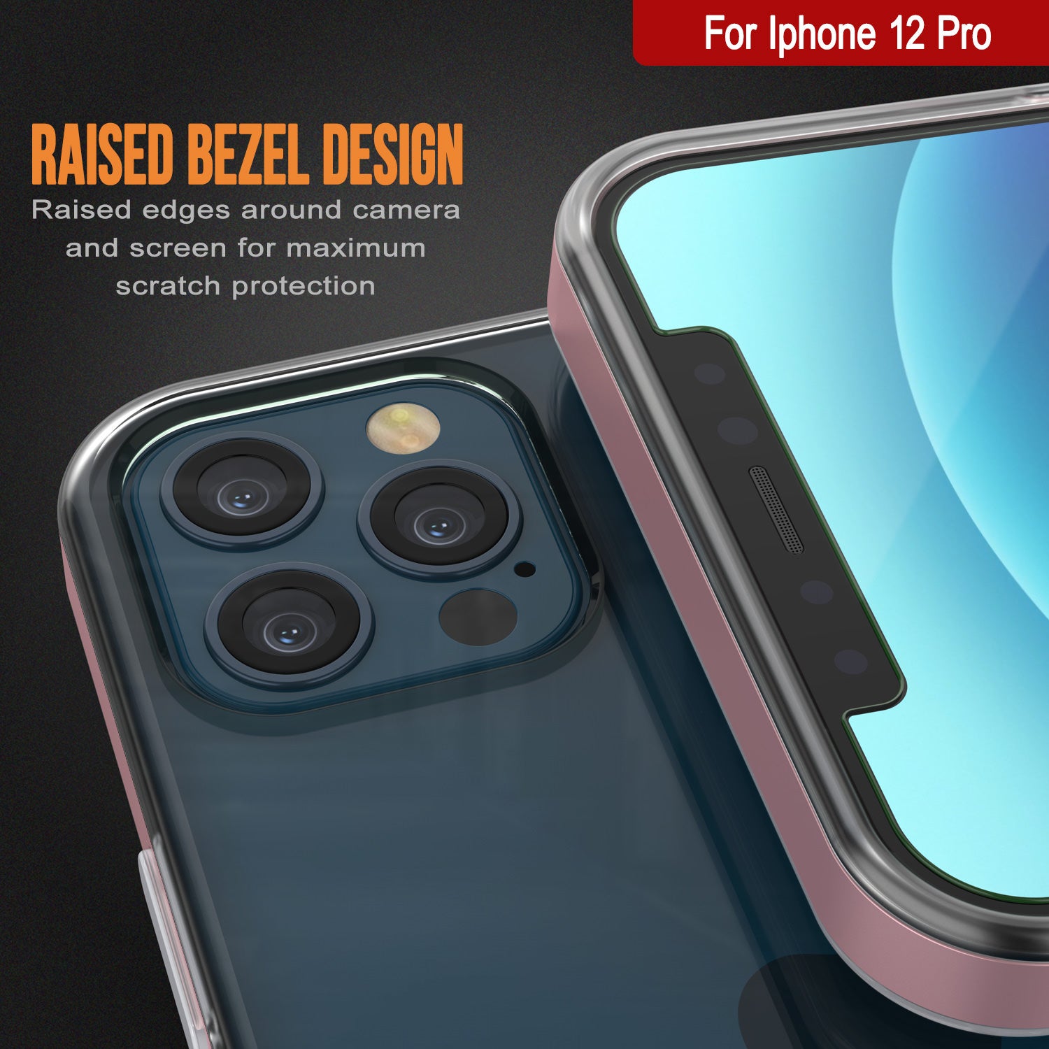 iPhone 12 Pro Case, PUNKcase [LUCID 3.0 Series] [Slim Fit] Protective Cover w/ Integrated Screen Protector [Rose Gold]