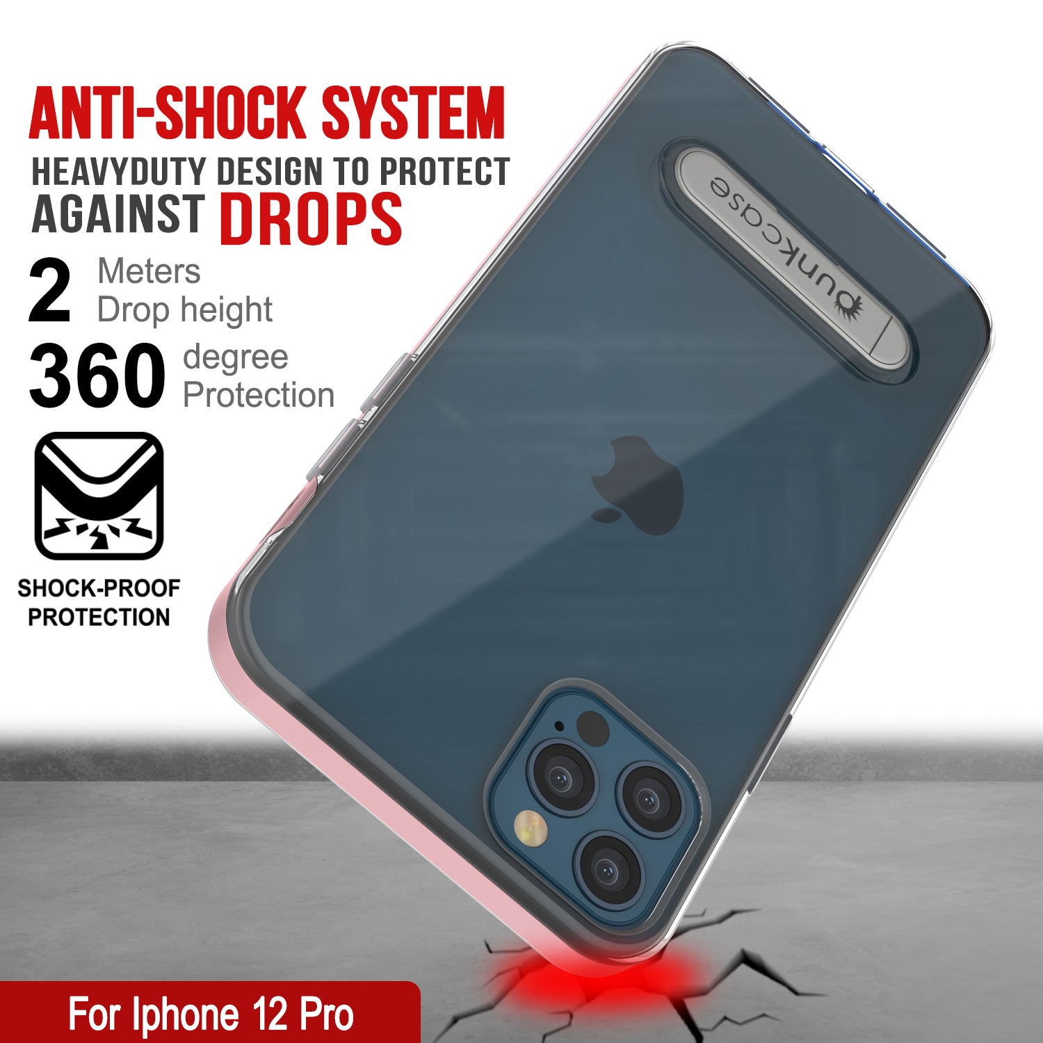 iPhone 12 Pro Case, PUNKcase [LUCID 3.0 Series] [Slim Fit] Protective Cover w/ Integrated Screen Protector [Rose Gold]