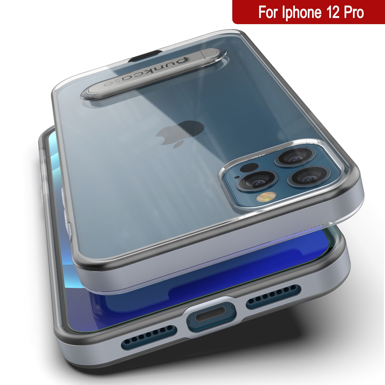 iPhone 12 Pro Case, PUNKcase [LUCID 3.0 Series] [Slim Fit] Protective Cover w/ Integrated Screen Protector [Silver]