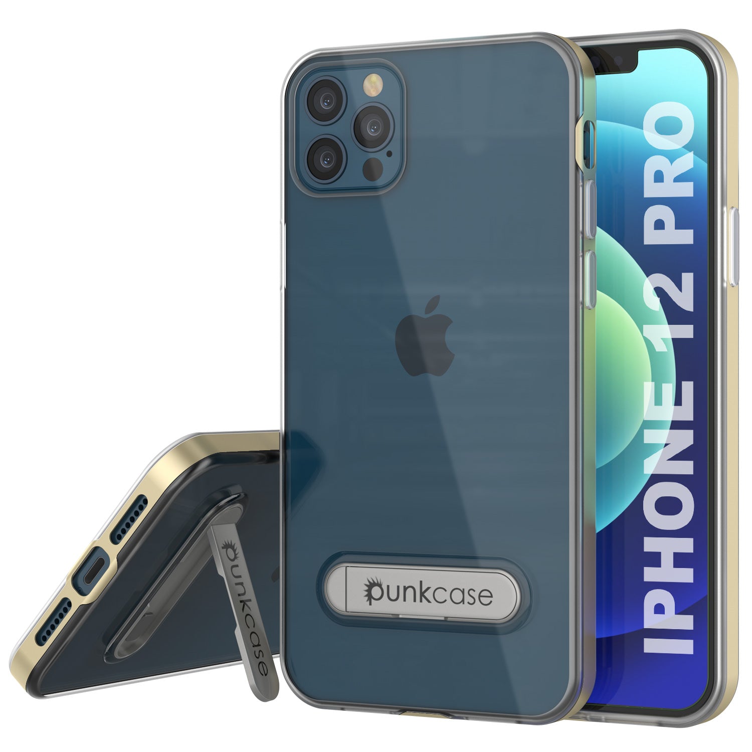 iPhone 12 Pro Case, PUNKcase [LUCID 3.0 Series] [Slim Fit] Protective Cover w/ Integrated Screen Protector [Gold]