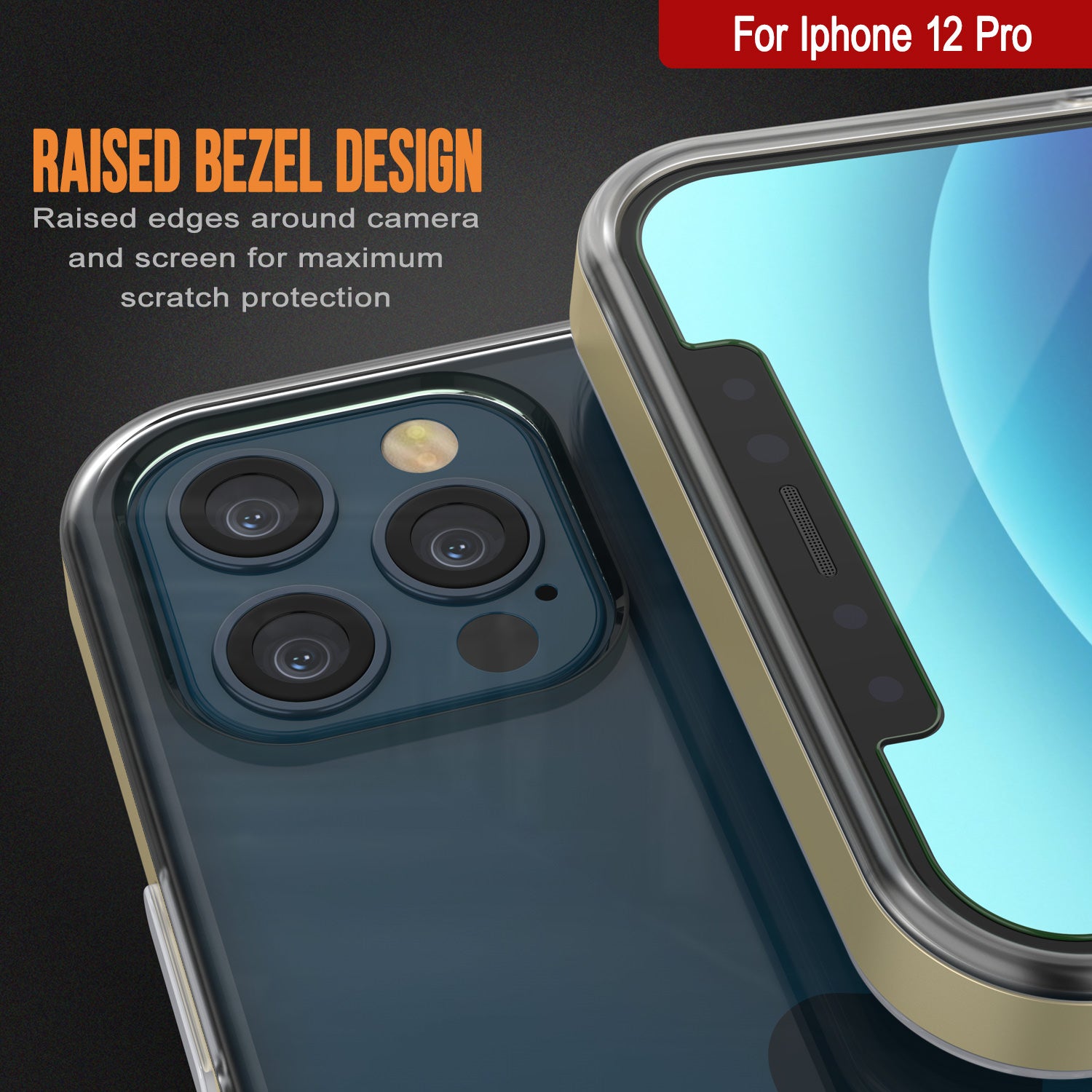 iPhone 12 Pro Case, PUNKcase [LUCID 3.0 Series] [Slim Fit] Protective Cover w/ Integrated Screen Protector [Gold]