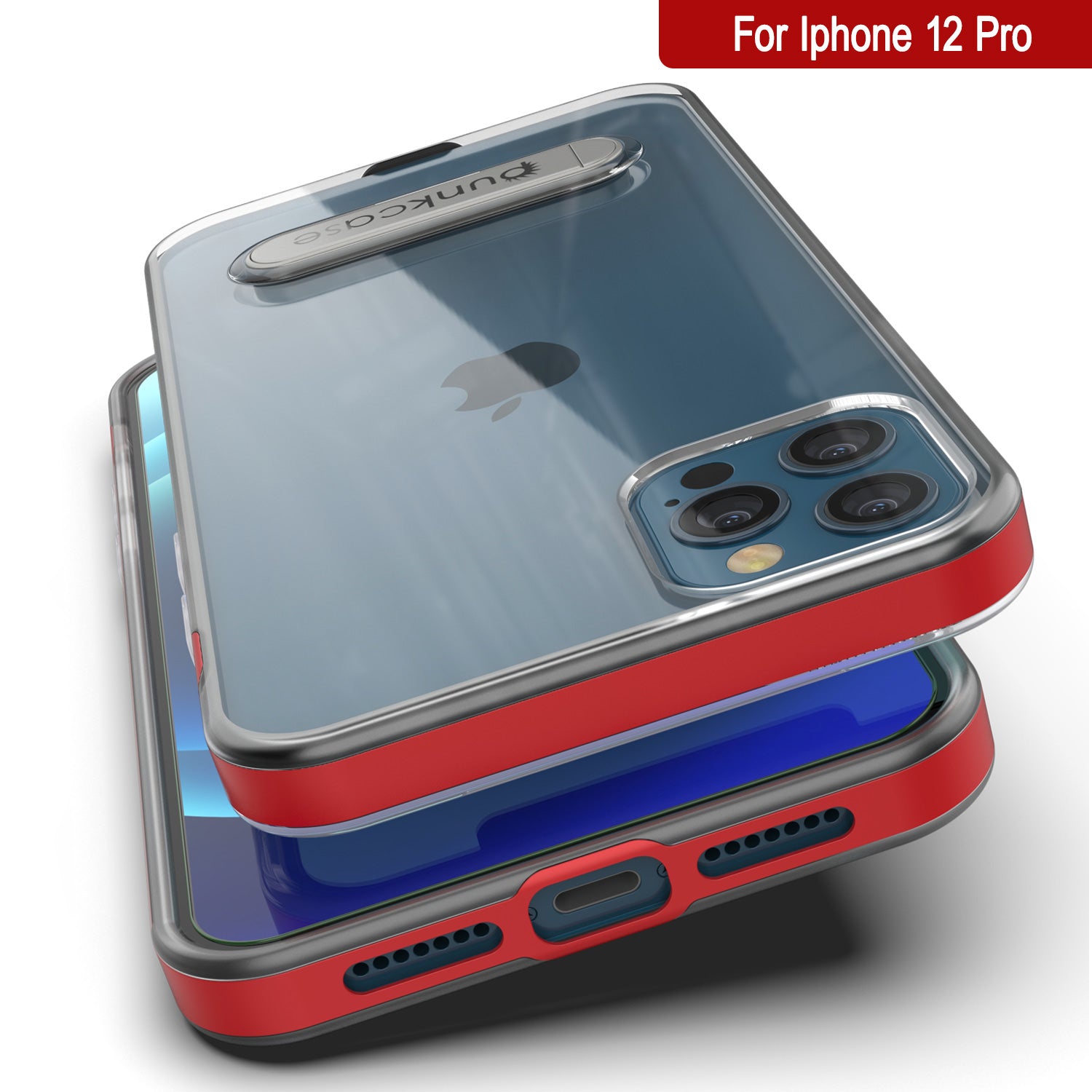 iPhone 12 Pro Case, PUNKcase [LUCID 3.0 Series] [Slim Fit] Protective Cover w/ Integrated Screen Protector [Red]