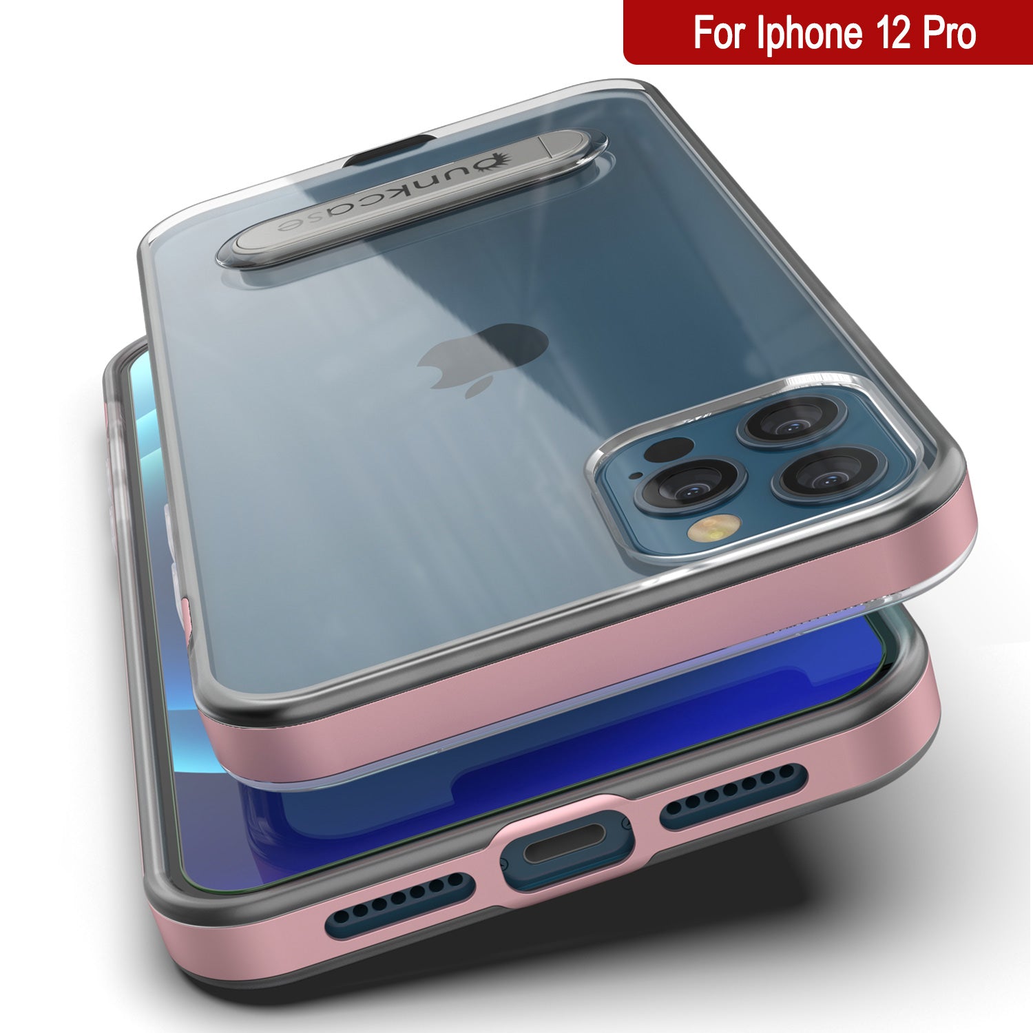 iPhone 12 Pro Case, PUNKcase [LUCID 3.0 Series] [Slim Fit] Protective Cover w/ Integrated Screen Protector [Rose Gold]