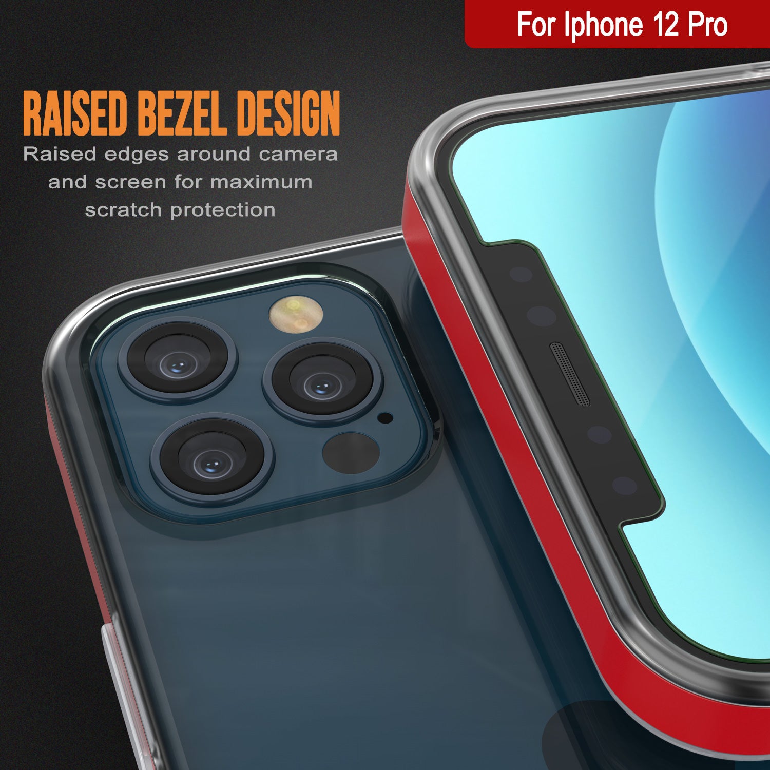 iPhone 12 Pro Case, PUNKcase [LUCID 3.0 Series] [Slim Fit] Protective Cover w/ Integrated Screen Protector [Red]