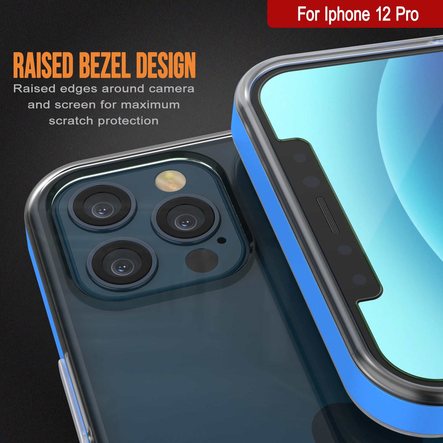 iPhone 12 Pro Case, PUNKcase [LUCID 3.0 Series] [Slim Fit] Protective Cover w/ Integrated Screen Protector [Blue]