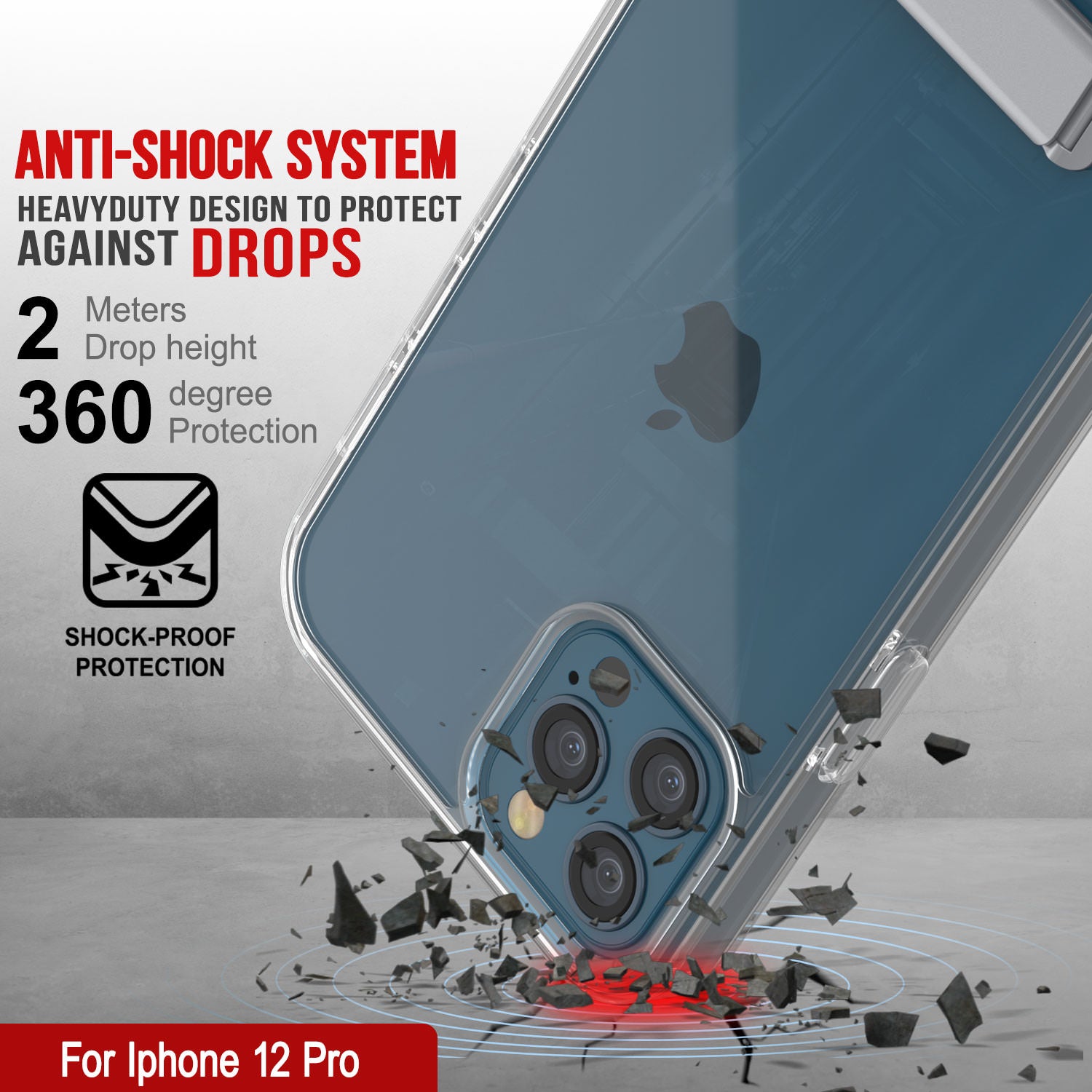 Punkcase iPhone 12 Pro Case with Kickstand [Crystal Kickstand Series] [Slim Fit]