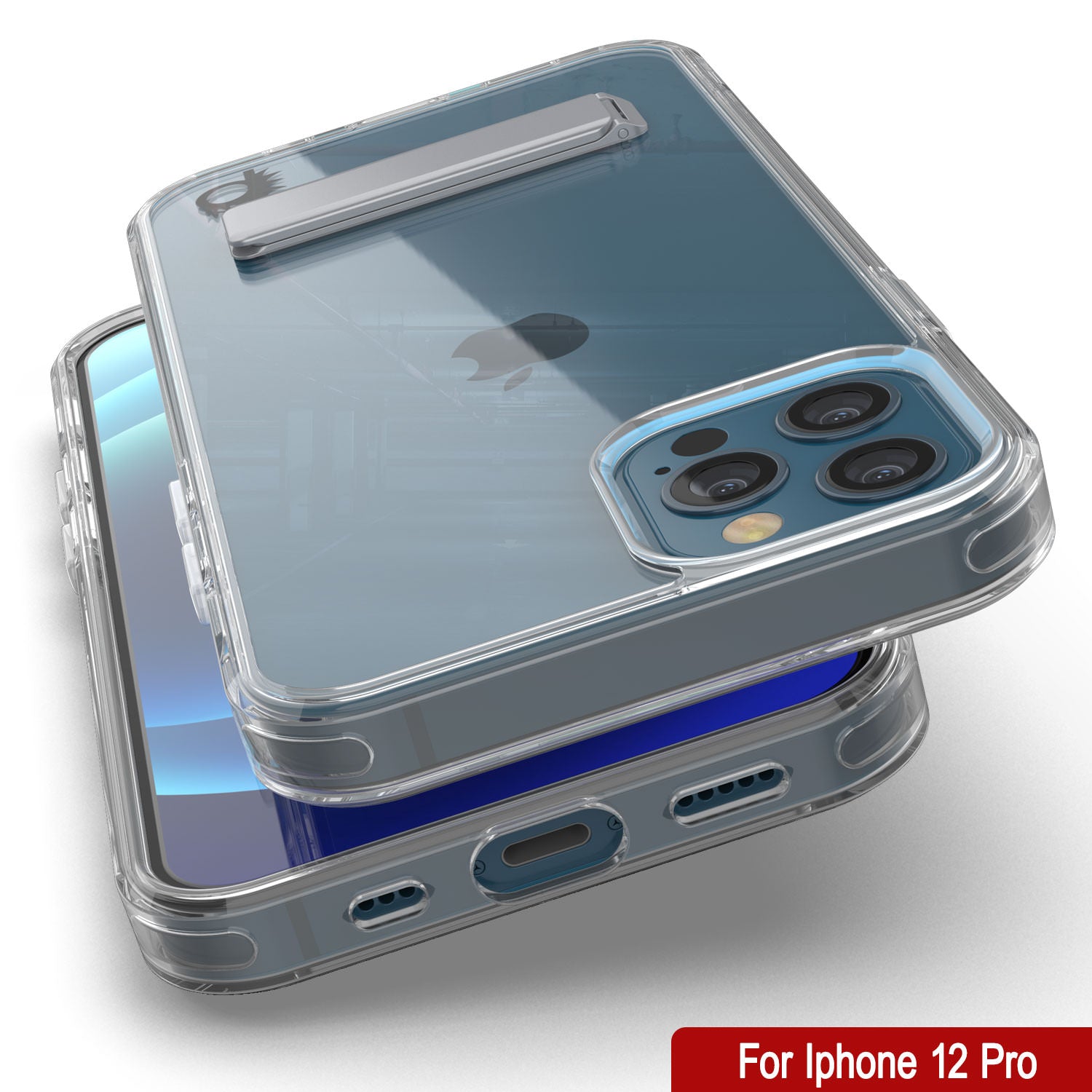 Punkcase iPhone 12 Pro Case with Kickstand [Crystal Kickstand Series] [Slim Fit]