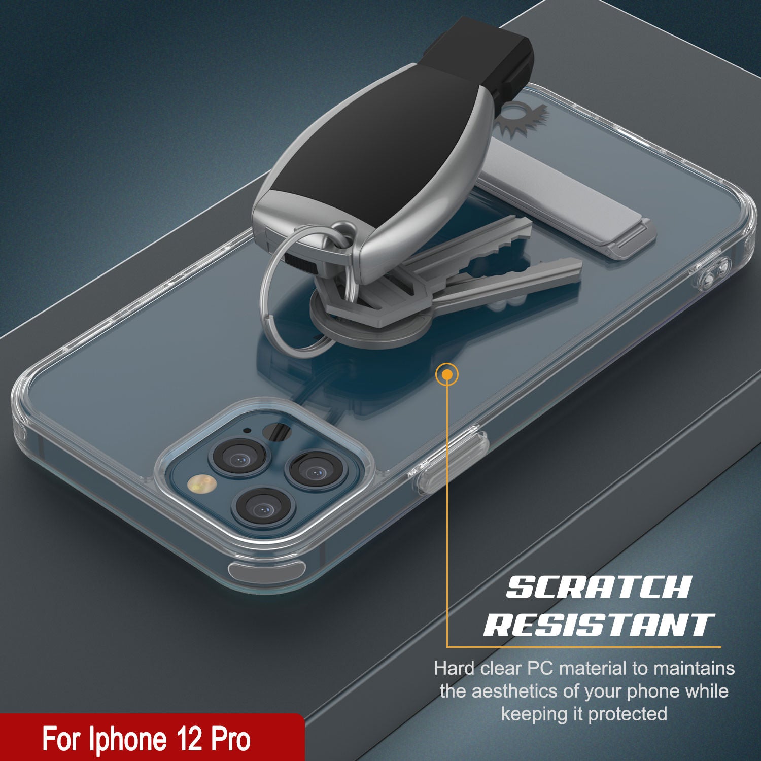 Punkcase iPhone 12 Pro Case with Kickstand [Crystal Kickstand Series] [Slim Fit]