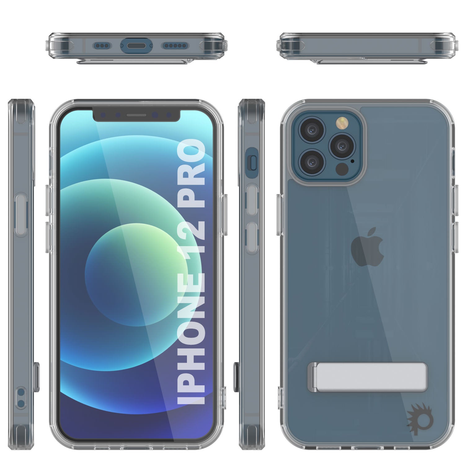 Punkcase iPhone 12 Pro Case with Kickstand [Crystal Kickstand Series] [Slim Fit]