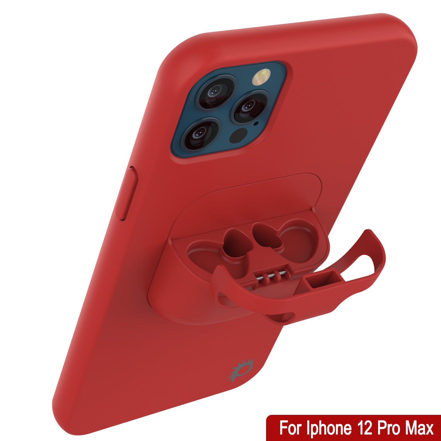 Punkcase iPhone 12 Pro Max Airpods Case Holder (CenterPods Series) | Slim & Durable 2 in 1 Cover Designed for iPhone 12 Pro Max (6.7") | Protects Your Phone & Stores Your AirPods Gen. 1 & 2 [Red]