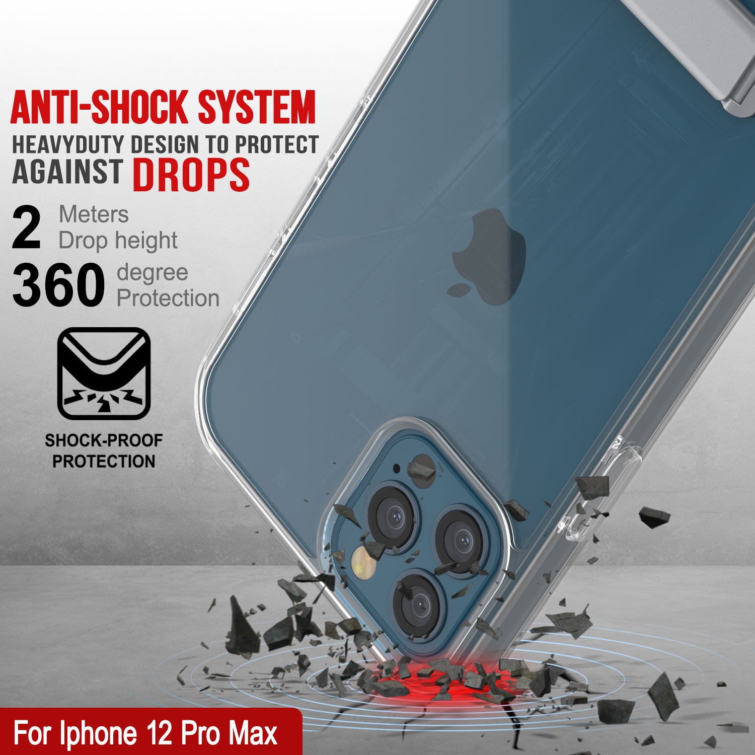 Punkcase iPhone 12 Pro Max Case with Kickstand [Crystal Kickstand Series] [Slim Fit]