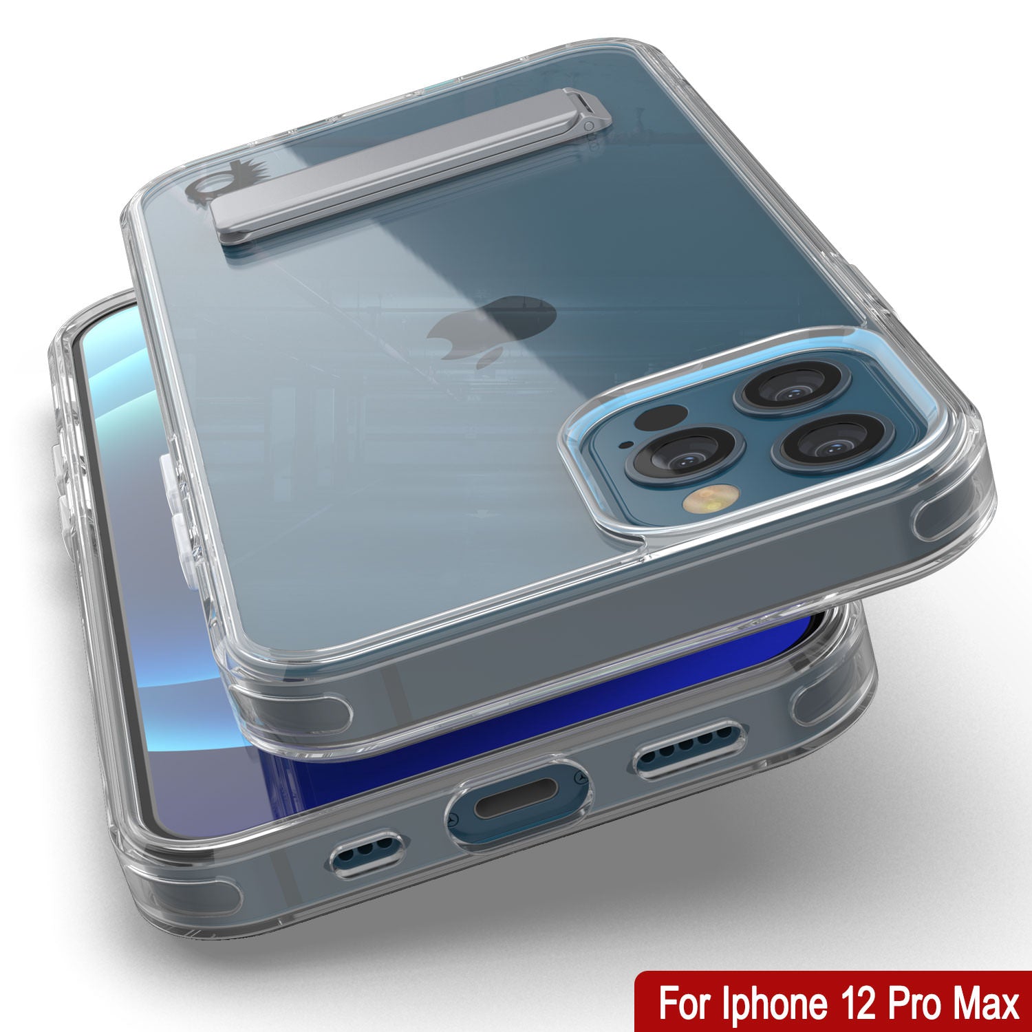 Punkcase iPhone 12 Pro Max Case with Kickstand [Crystal Kickstand Series] [Slim Fit]