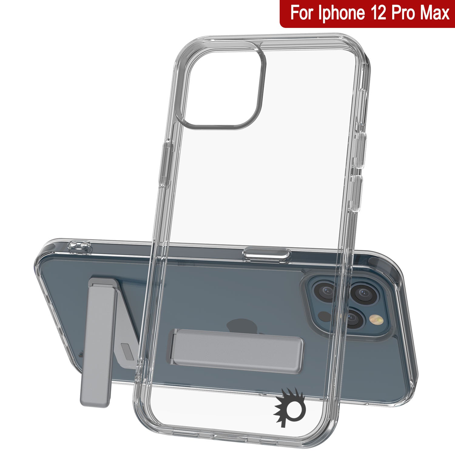 Punkcase iPhone 12 Pro Max Case with Kickstand [Crystal Kickstand Series] [Slim Fit]
