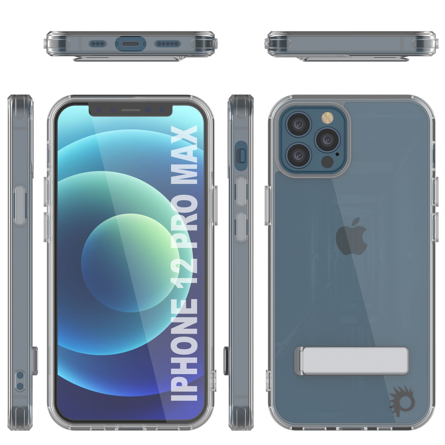 Punkcase iPhone 12 Pro Max Case with Kickstand [Crystal Kickstand Series] [Slim Fit]