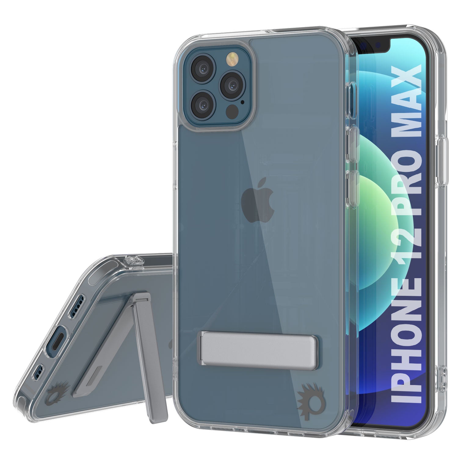 Punkcase iPhone 12 Pro Max Case with Kickstand [Crystal Kickstand Series] [Slim Fit]