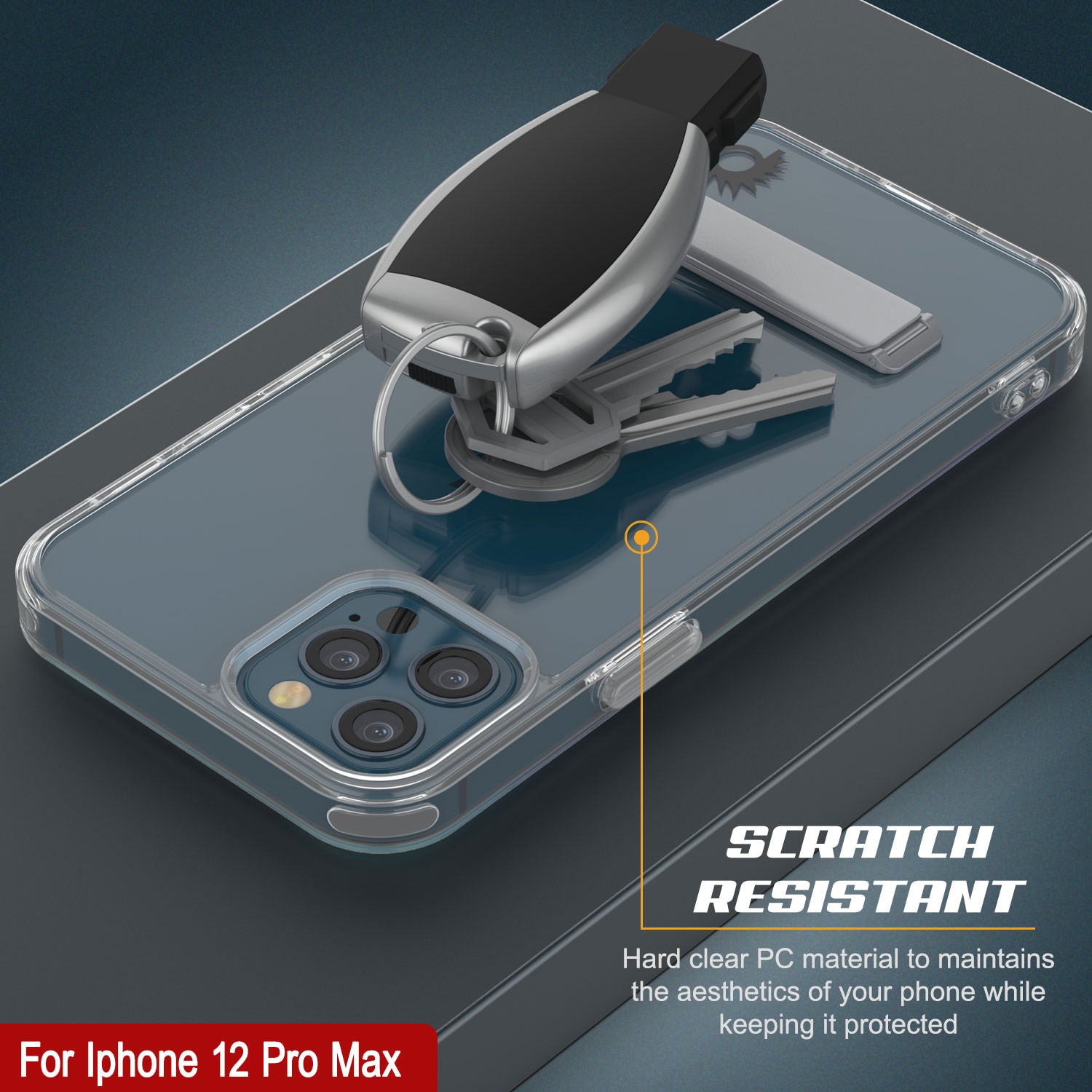 Punkcase iPhone 12 Pro Max Case with Kickstand [Crystal Kickstand Series] [Slim Fit]