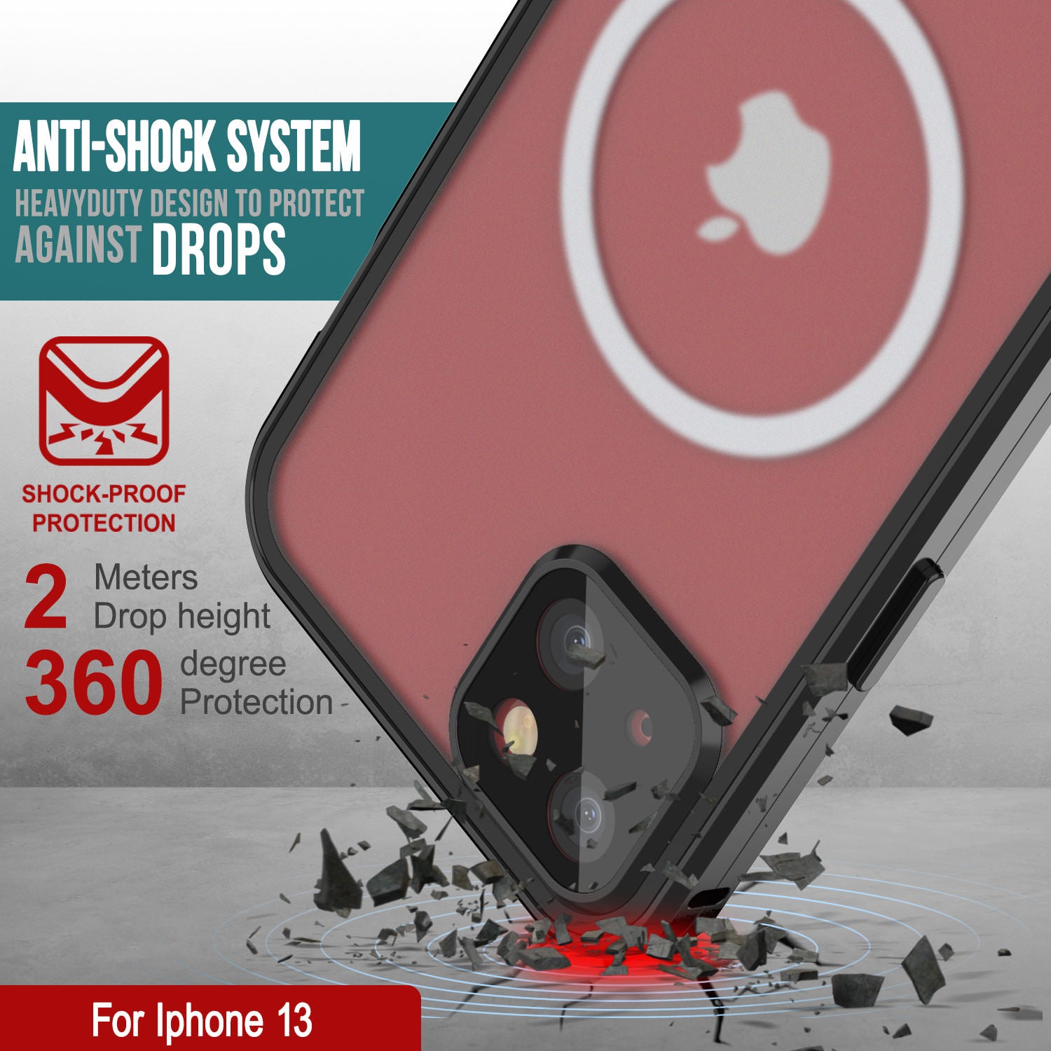 Punkcase iPhone 13 Case [GlassMag Series] Cover W/ Built-In MagSafe Charging Circle [Black]