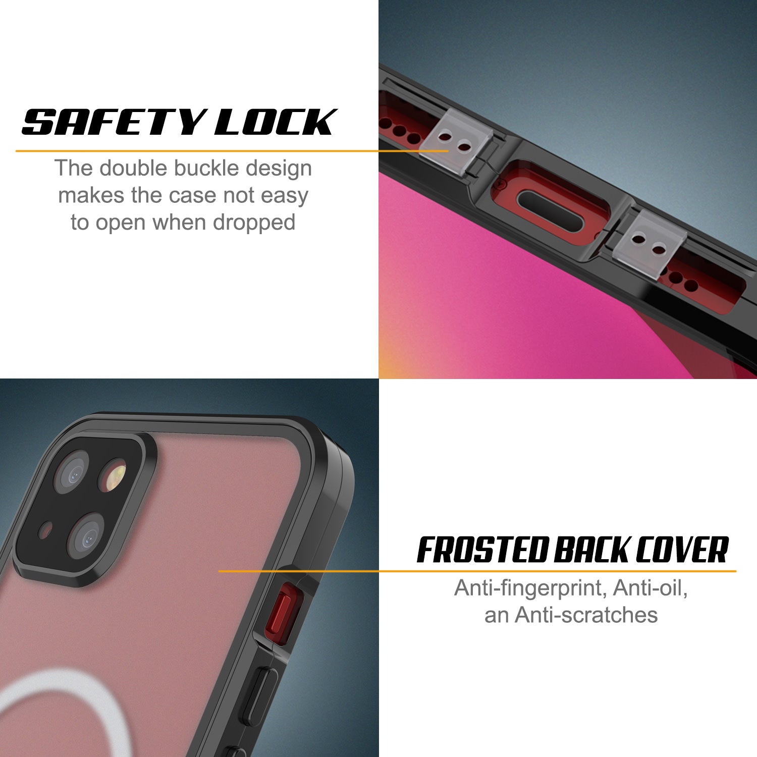 Punkcase iPhone 13 Case [GlassMag Series] Cover W/ Built-In MagSafe Charging Circle [Rose Gold]