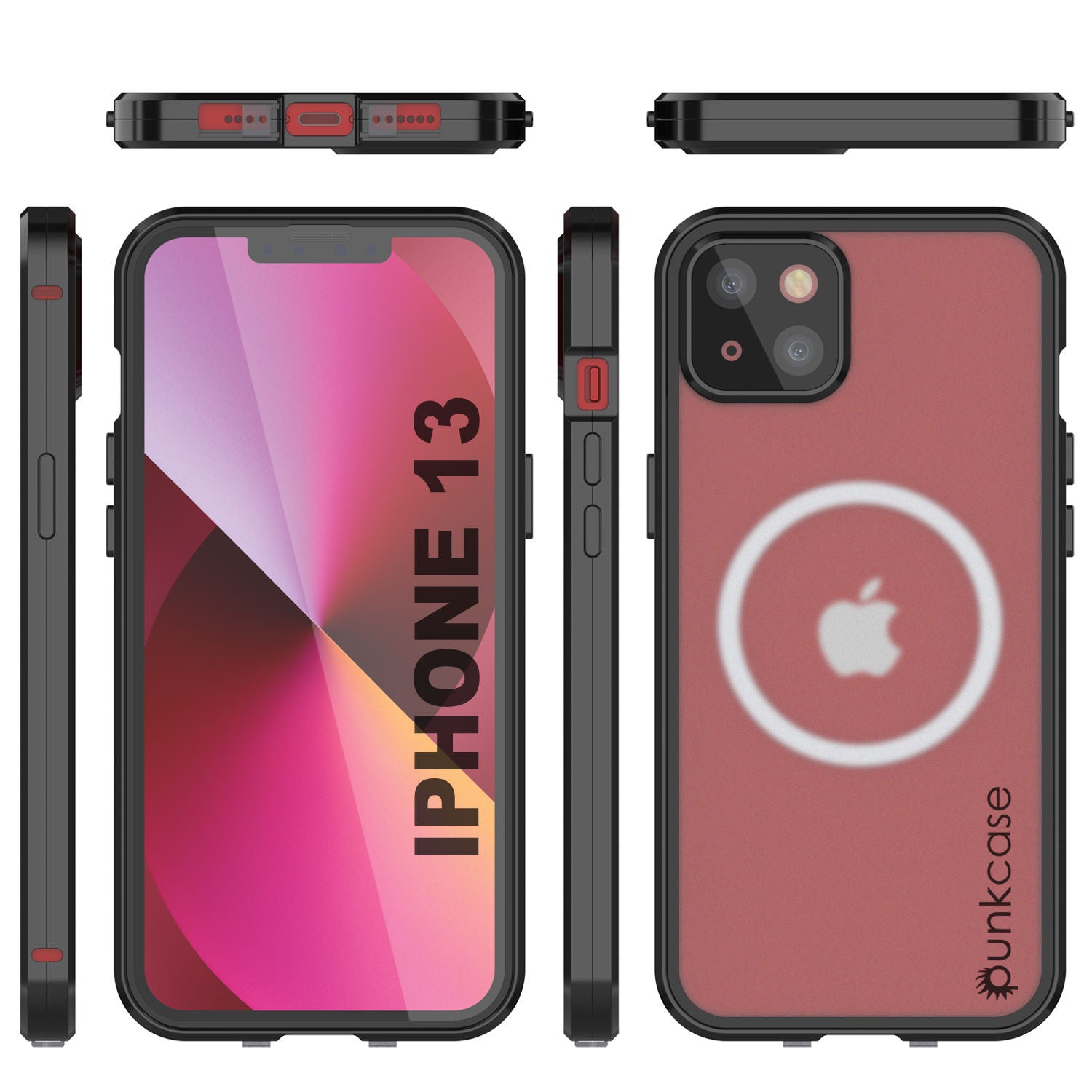 Punkcase iPhone 13 Case [GlassMag Series] Cover W/ Built-In MagSafe Charging Circle [Black]