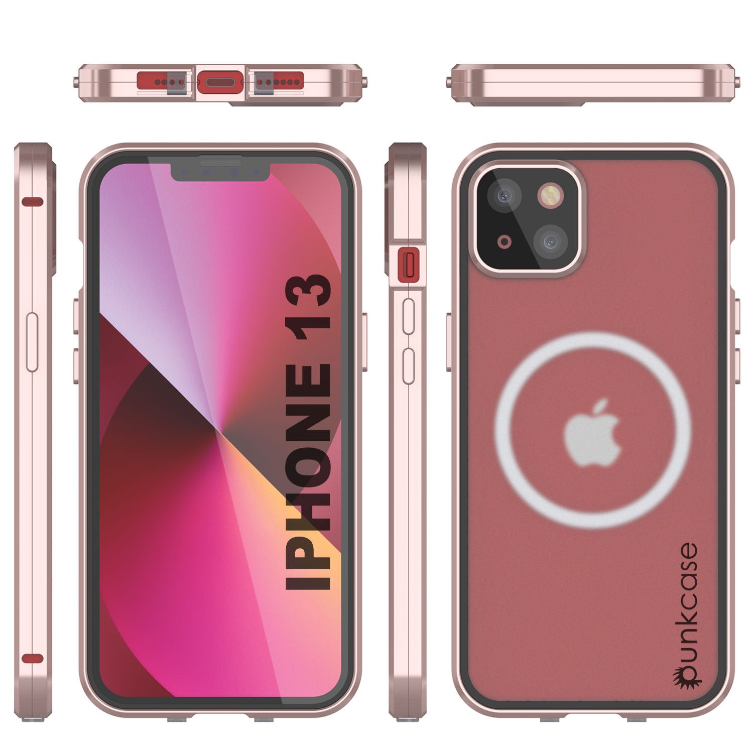 Punkcase iPhone 13 Case [GlassMag Series] Cover W/ Built-In MagSafe Charging Circle [Rose Gold]