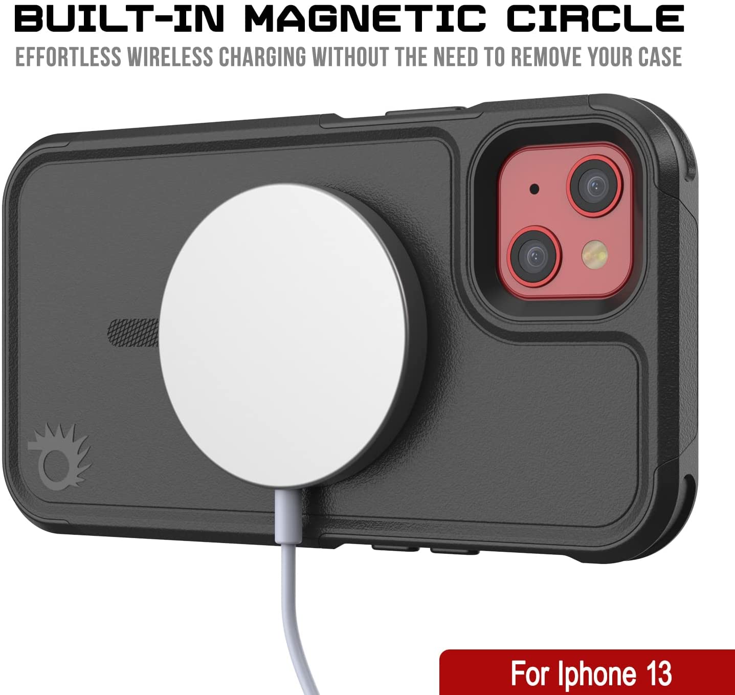 PunkCase iPhone 13 Case, [Spartan 2.0 Series] Clear Rugged Heavy Duty Cover W/Built in Screen Protector [Black]