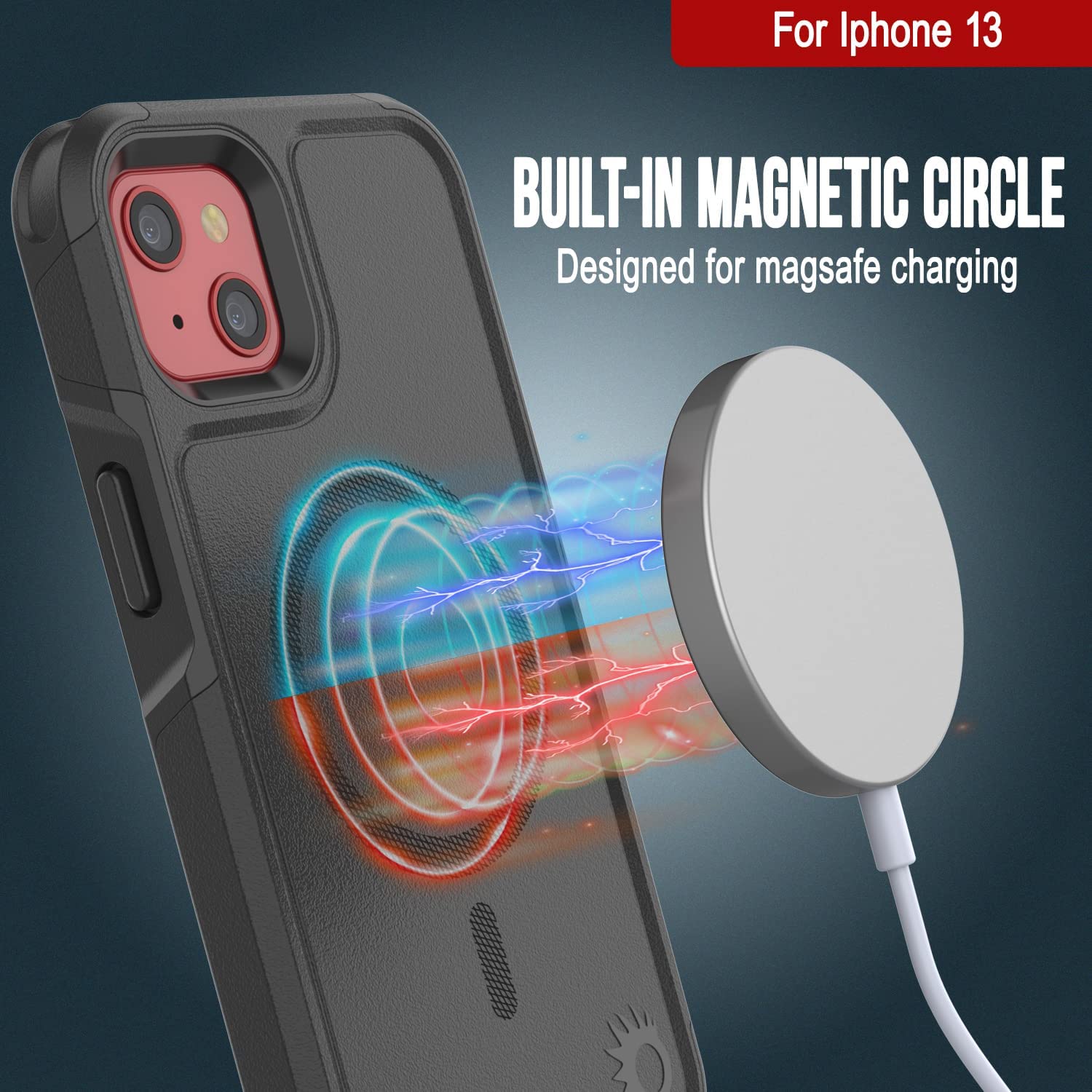 PunkCase iPhone 13 Case, [Spartan 2.0 Series] Clear Rugged Heavy Duty Cover W/Built in Screen Protector [Black]