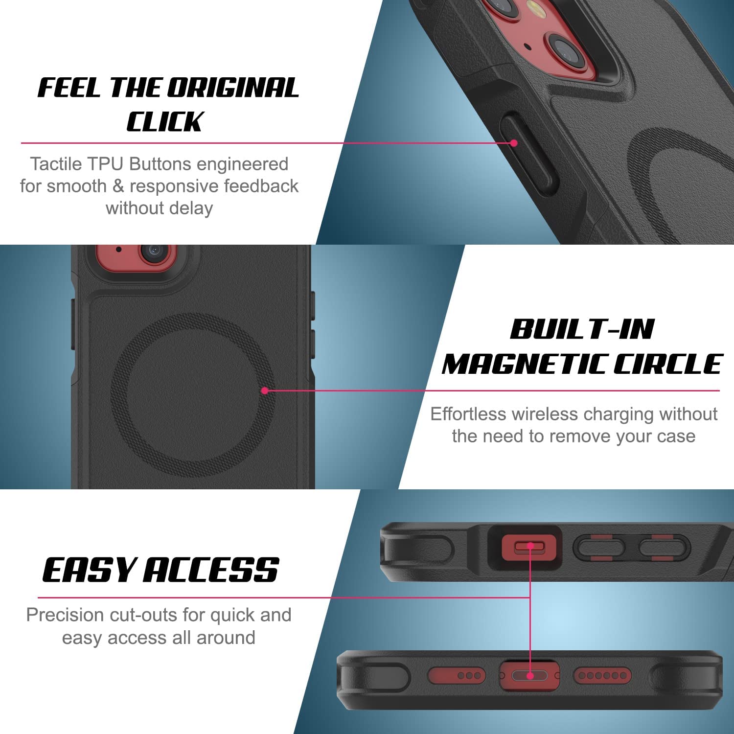 PunkCase iPhone 13 Mini Case, [Spartan 2.0 Series] Clear Rugged Heavy Duty Cover W/Built in Screen Protector [Black]