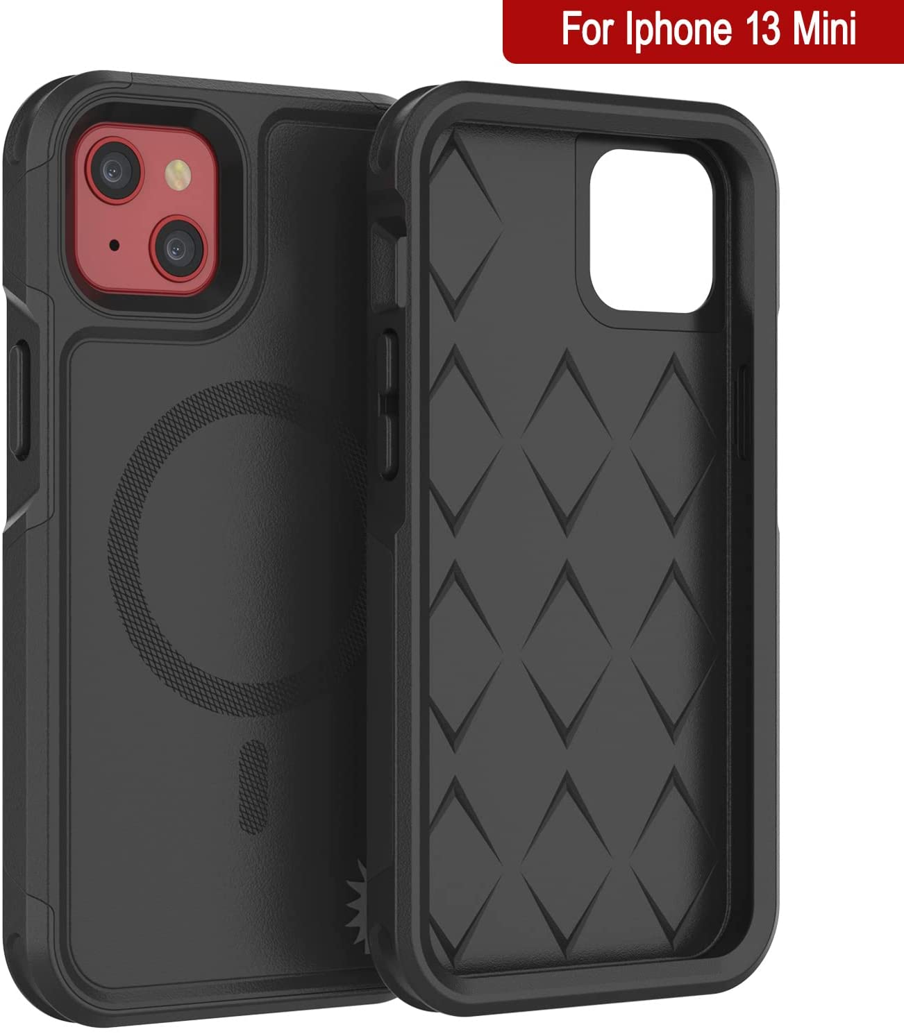 PunkCase iPhone 13 Mini Case, [Spartan 2.0 Series] Clear Rugged Heavy Duty Cover W/Built in Screen Protector [Black]