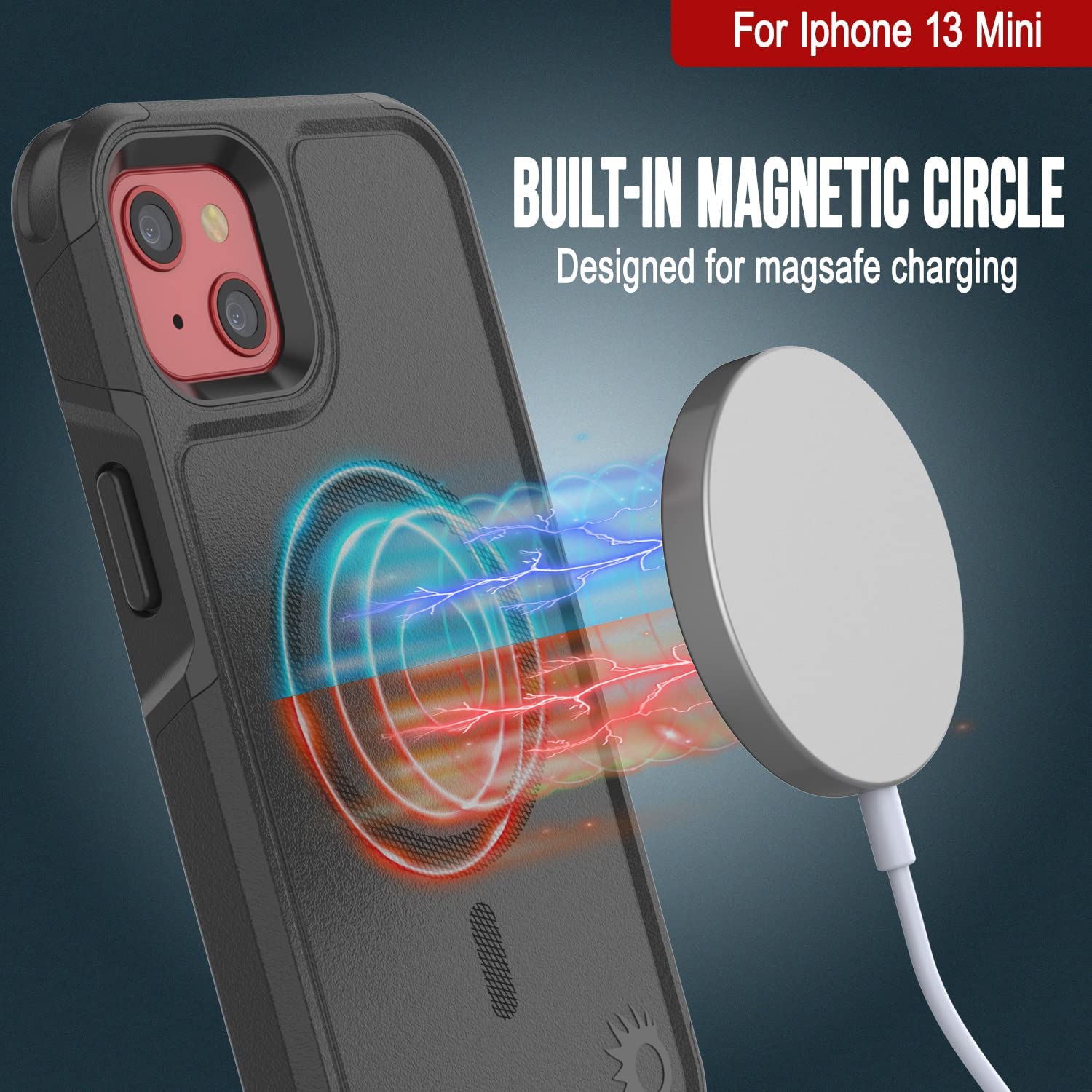 PunkCase iPhone 13 Mini Case, [Spartan 2.0 Series] Clear Rugged Heavy Duty Cover W/Built in Screen Protector [Black]