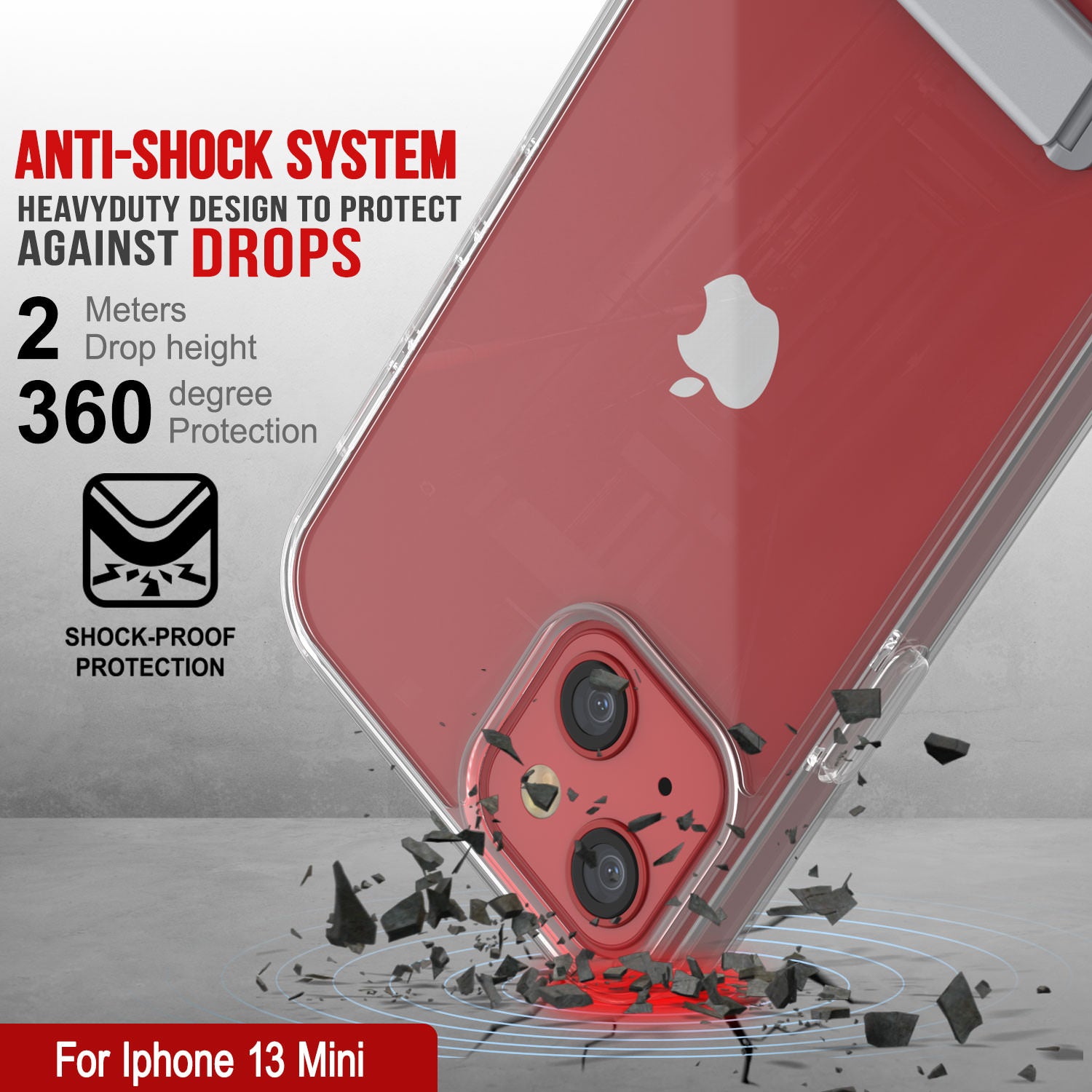 Punkcase iPhone 13 Mini Case with Kickstand [Crystal Kickstand Series] [Slim Fit]