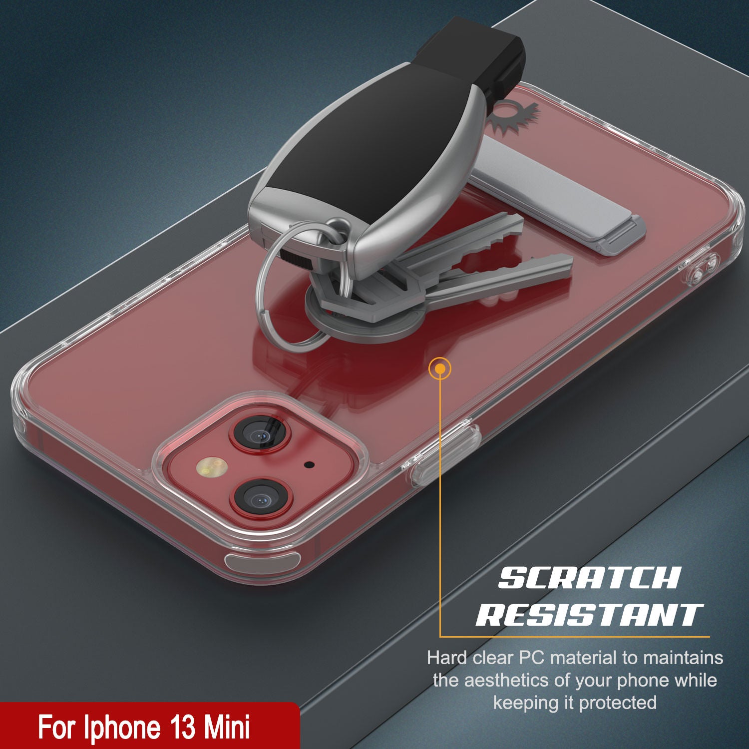 Punkcase iPhone 13 Mini Case with Kickstand [Crystal Kickstand Series] [Slim Fit]