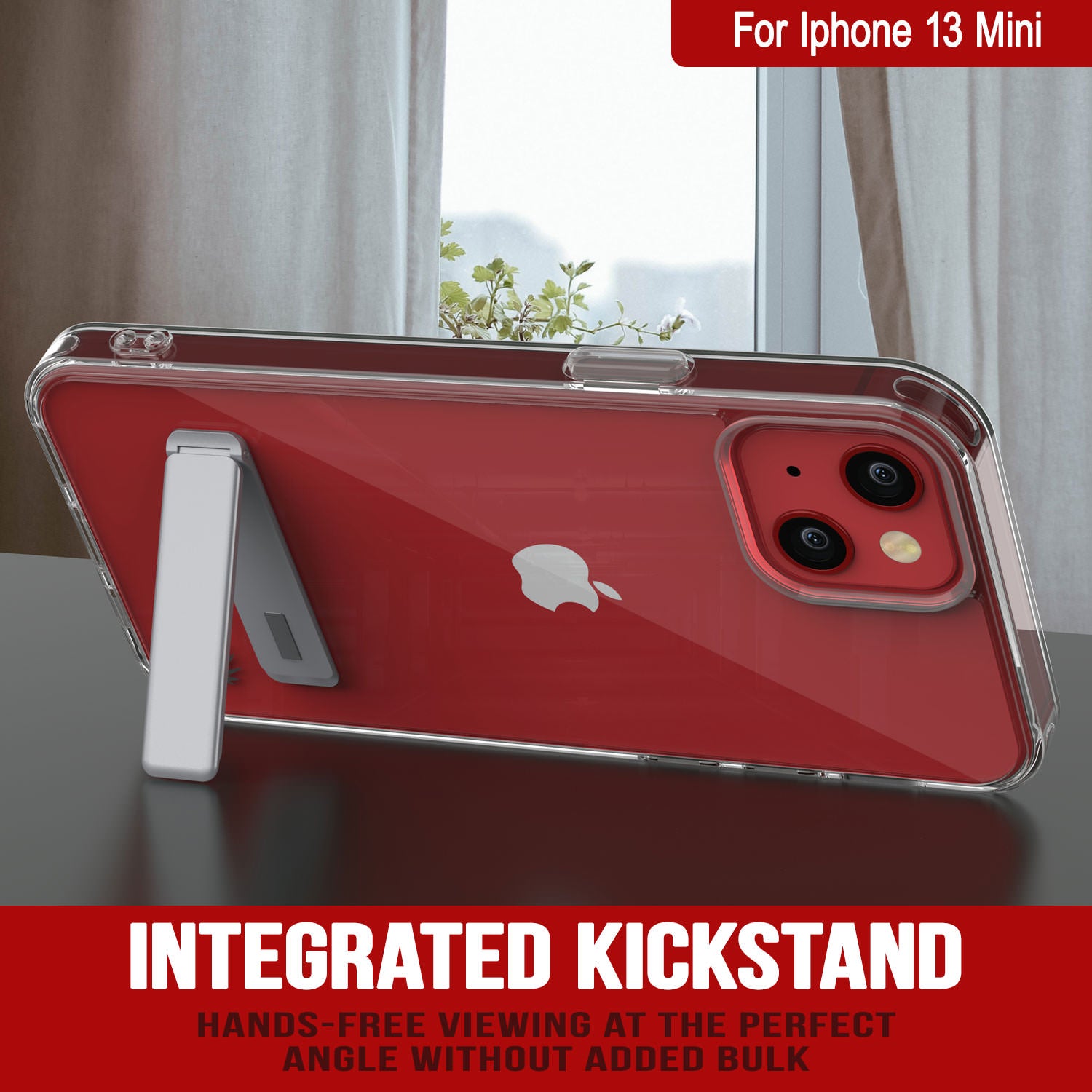 Punkcase iPhone 13 Mini Case with Kickstand [Crystal Kickstand Series] [Slim Fit]