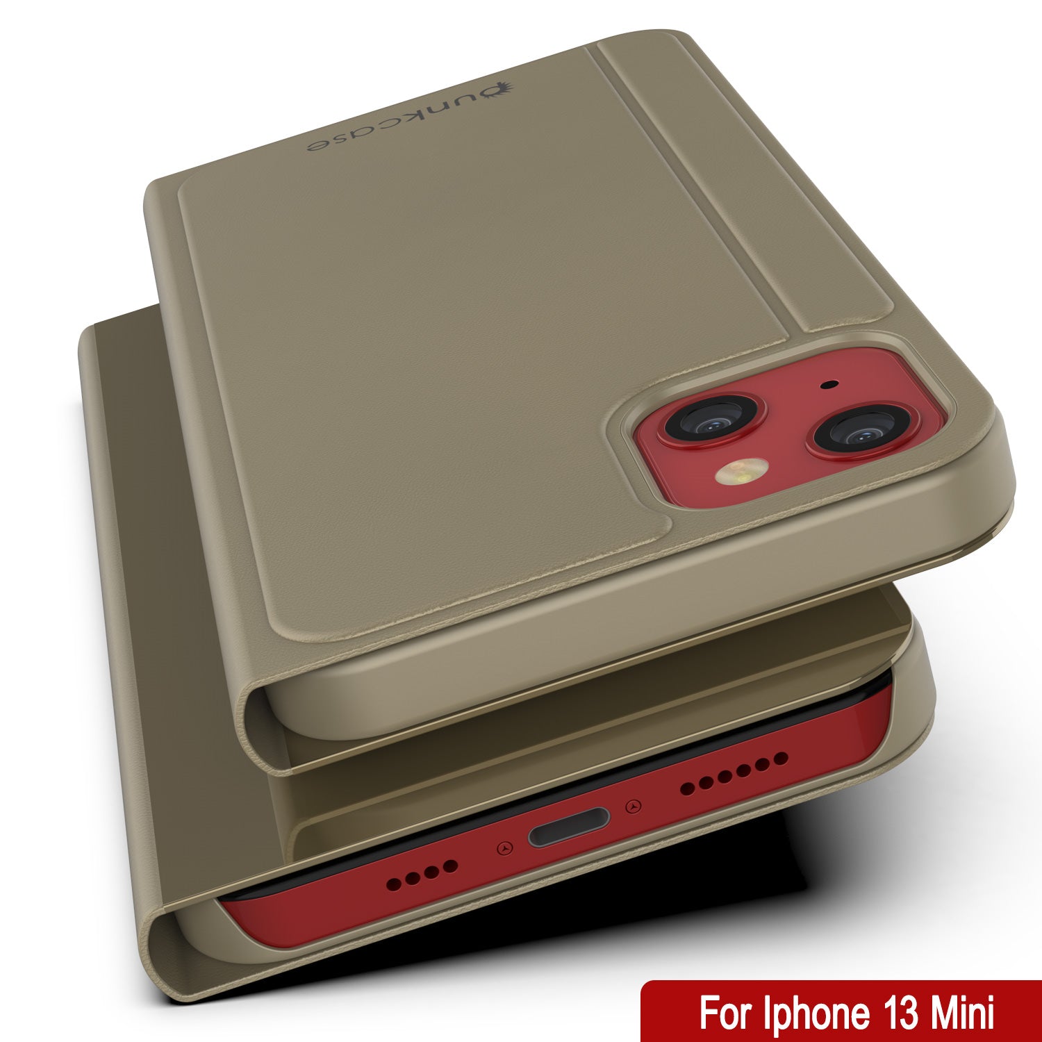 Punkcase iPhone 13 Mini Reflector Case Protective Flip Cover [Gold]