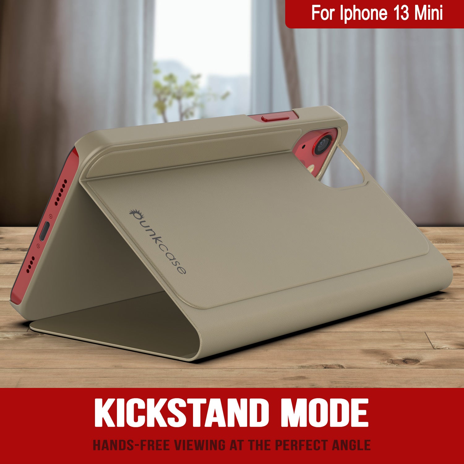 Punkcase iPhone 13 Mini Reflector Case Protective Flip Cover [Gold]